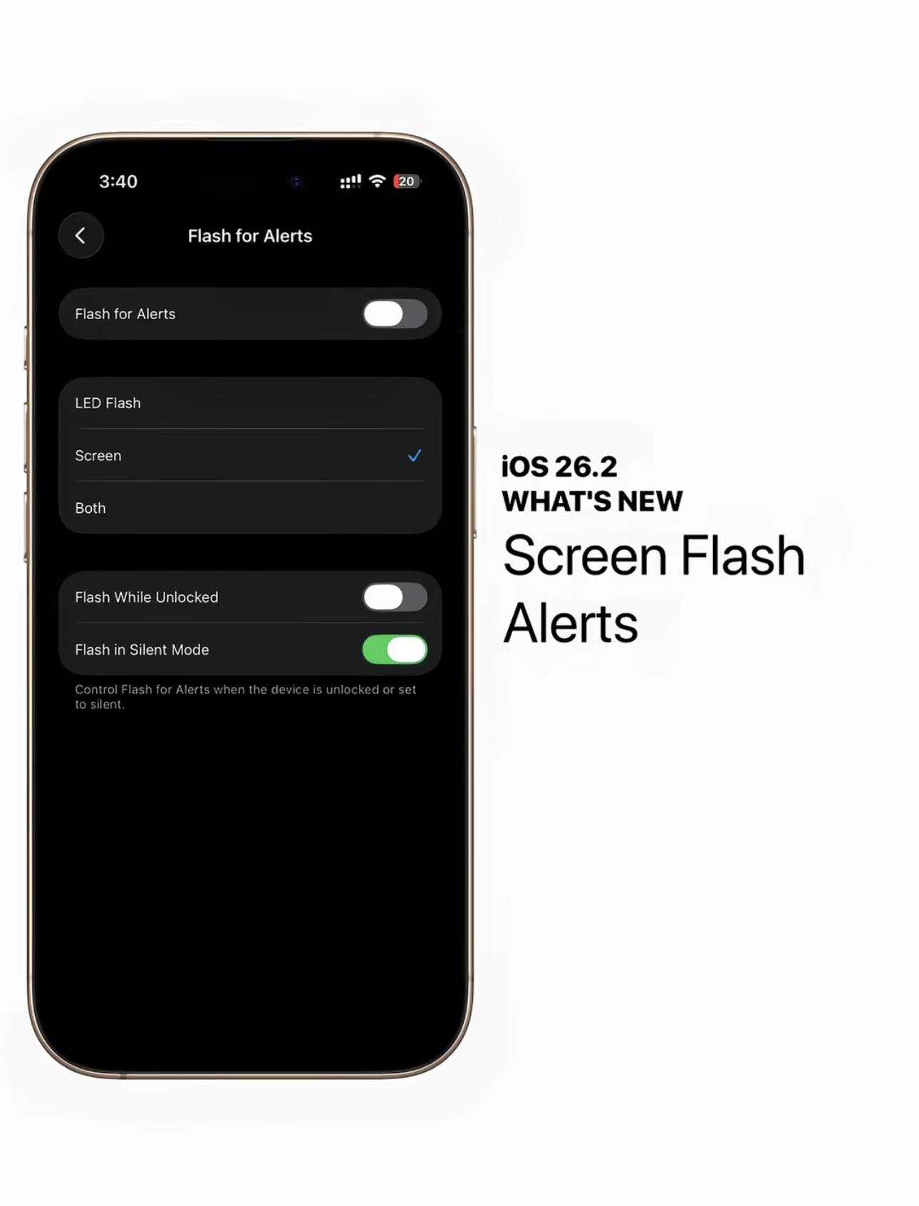 Your iPhone gets a new Screen Flash alerts feature with iOS 26.2 update ...