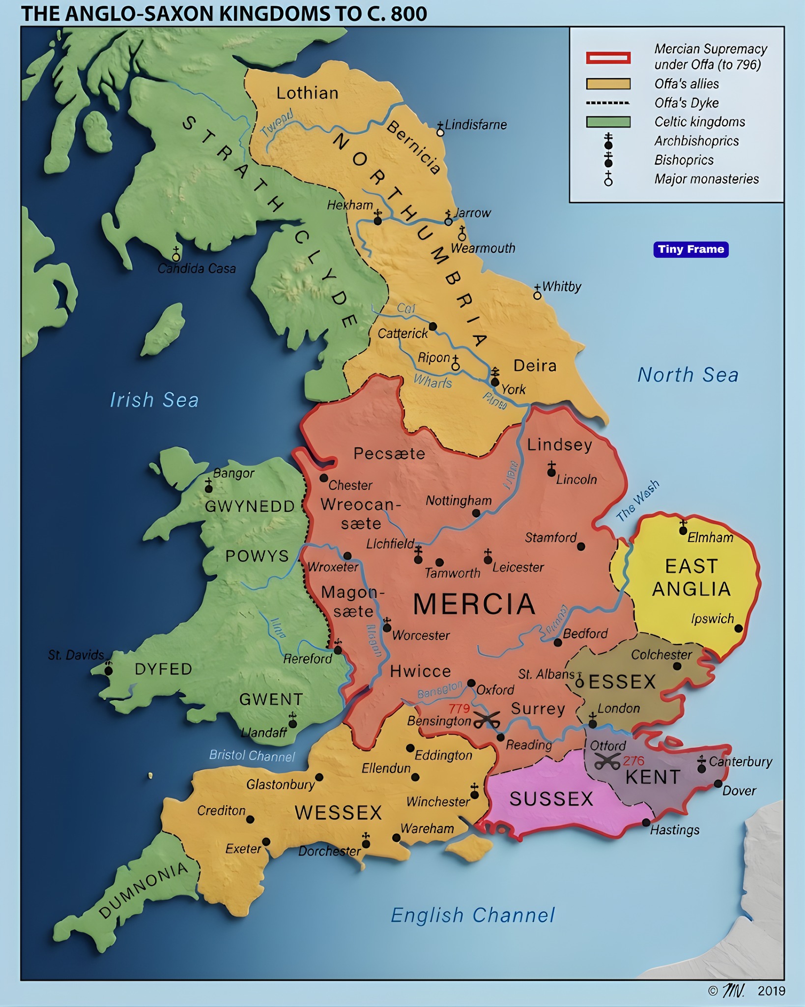 TinyFrame - Anglo-Saxon Kingdoms (c. 800) Around AD 800, England was ...
