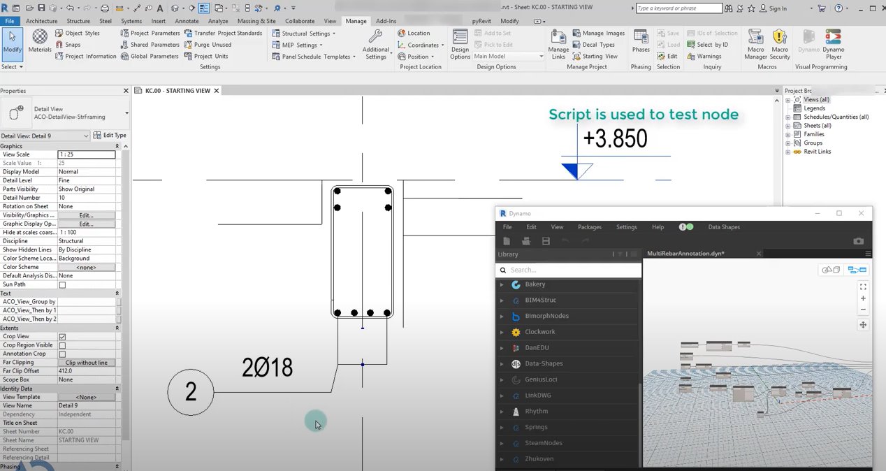 Revit ∞ Dynamo | **Multi-Rebar Annotation **with node in #ACOPackage ...