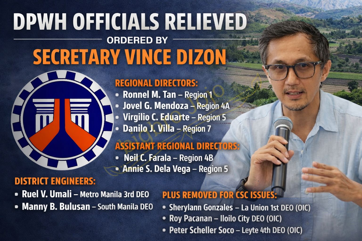 Bigbro Jojo - Officials relieved by DPWH Secretary Vince... | Facebook