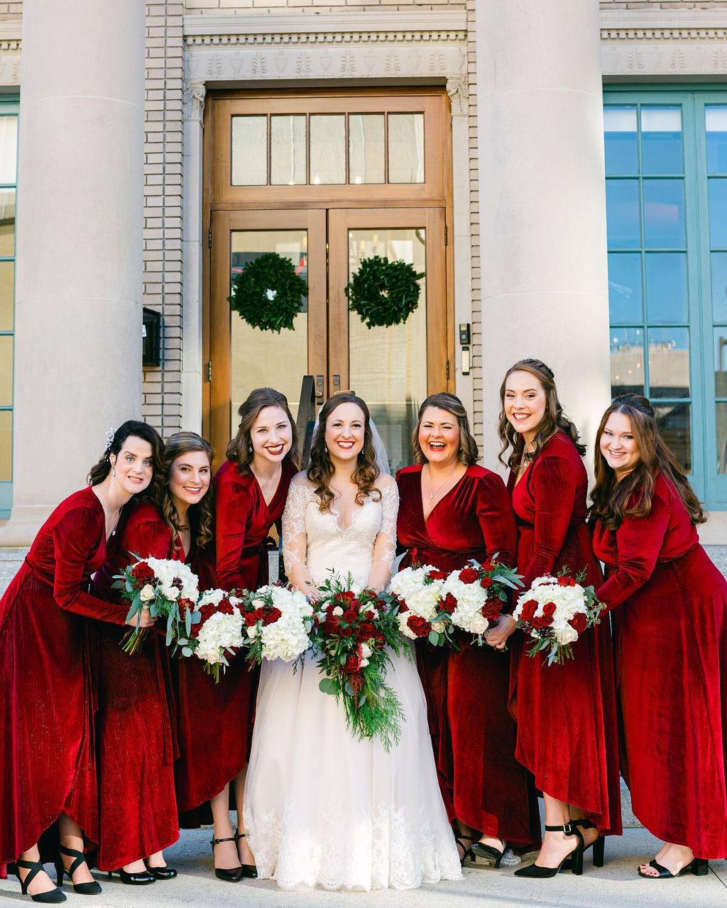 december bridesmaid dresses Christmas wedding inspiration with red velvet bridesmaids MOTHER OF THE GROOM Vicki's Hippy Den: A Size:40D Winter Velvet Bridesmaid Dresses