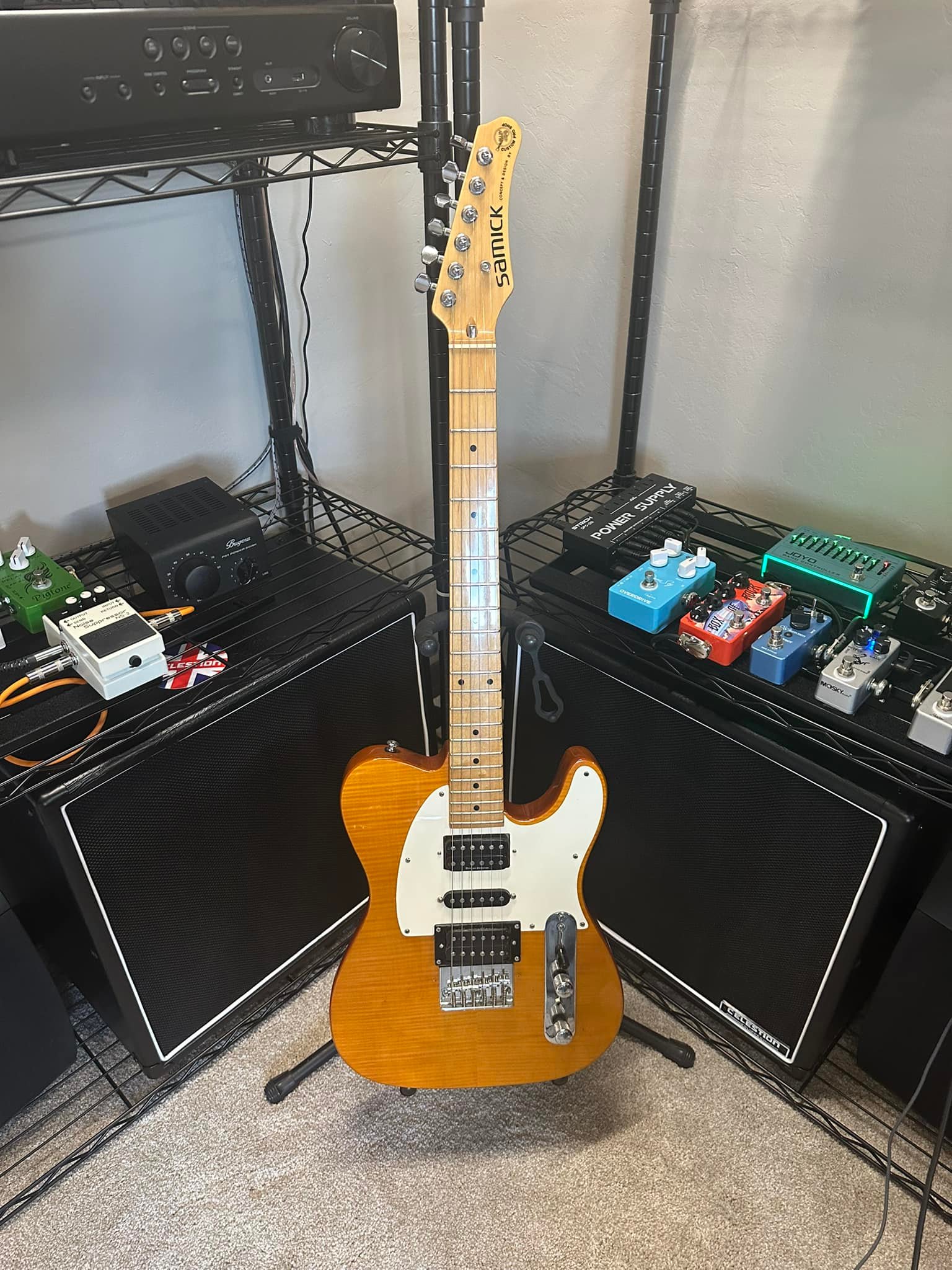 Vintage Samick Telecaster in a musician's office