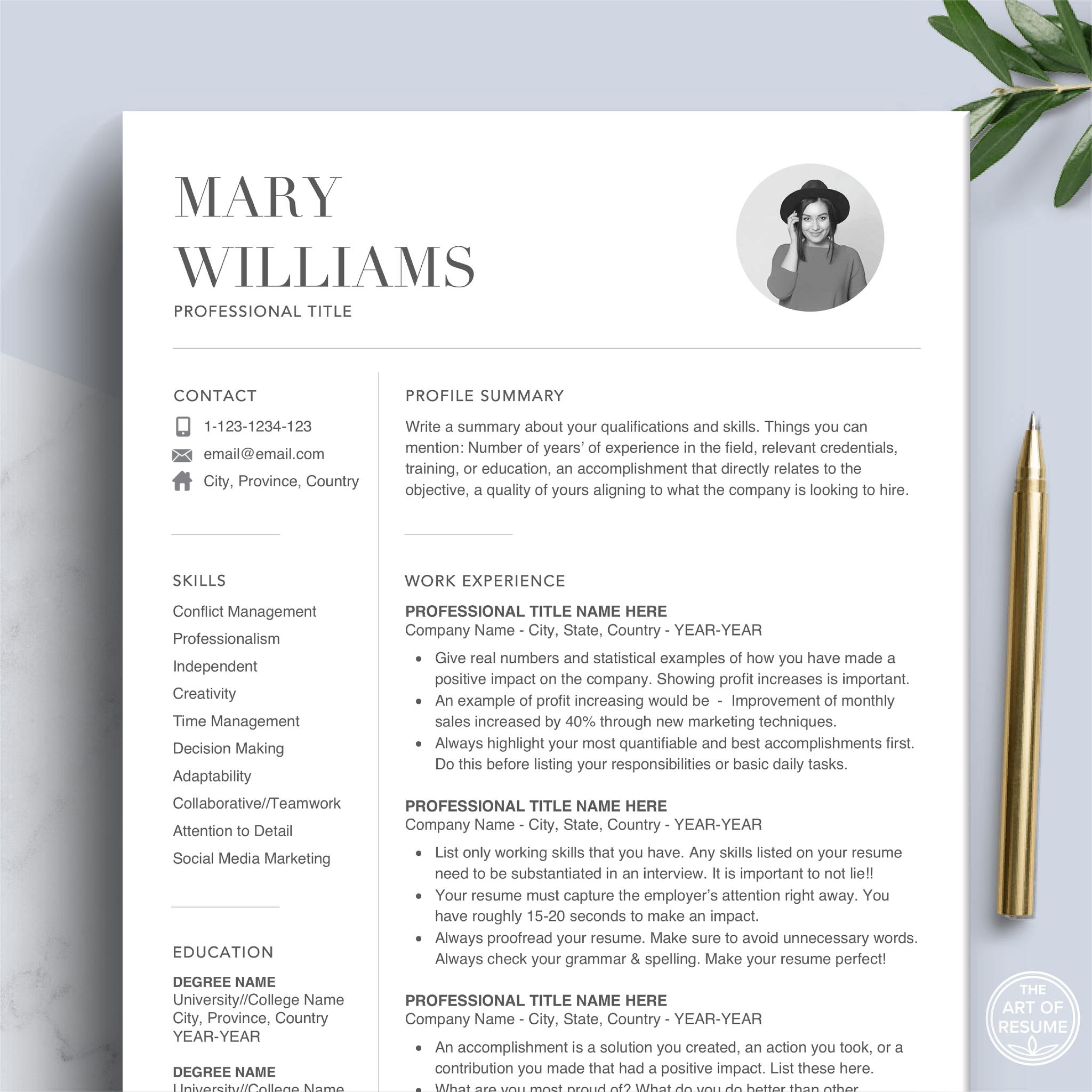 The Art of Resume - Design of the day! Resume Template Designed for a ...