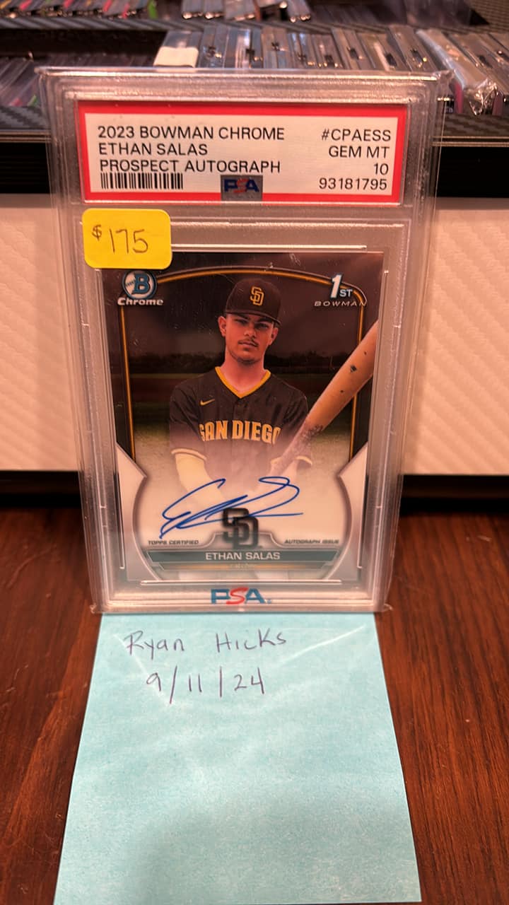 What is the value of a 1/1 Ethan Salas on-card auto?