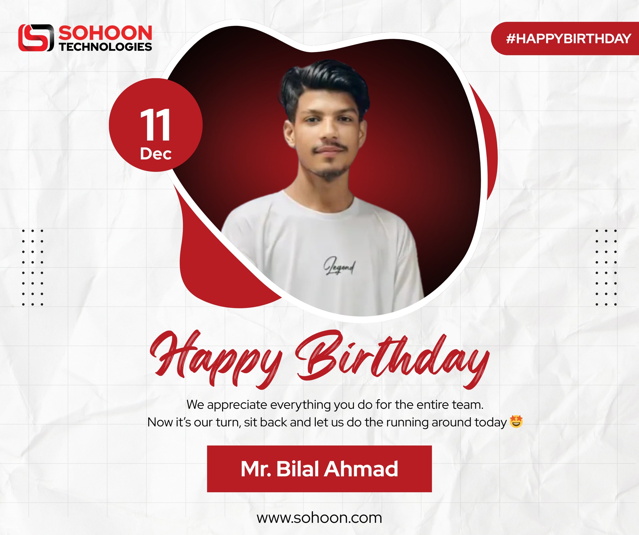 🎉 Celebrating Iqbal Raffi’s 3rd Work... - SOHOON TECHNOLOGIES | Facebook