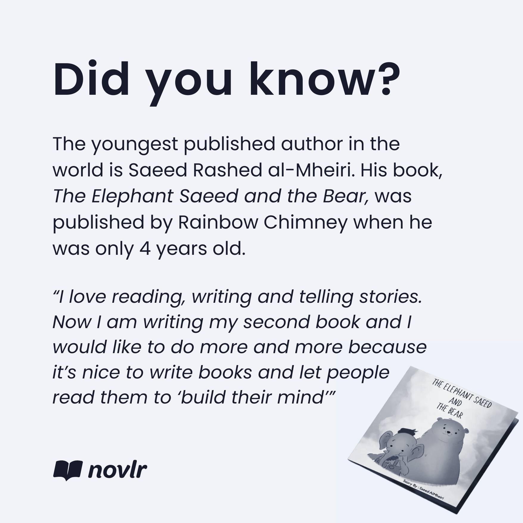 Novlr - 💡 Did you know? The youngest published author in... | Facebook