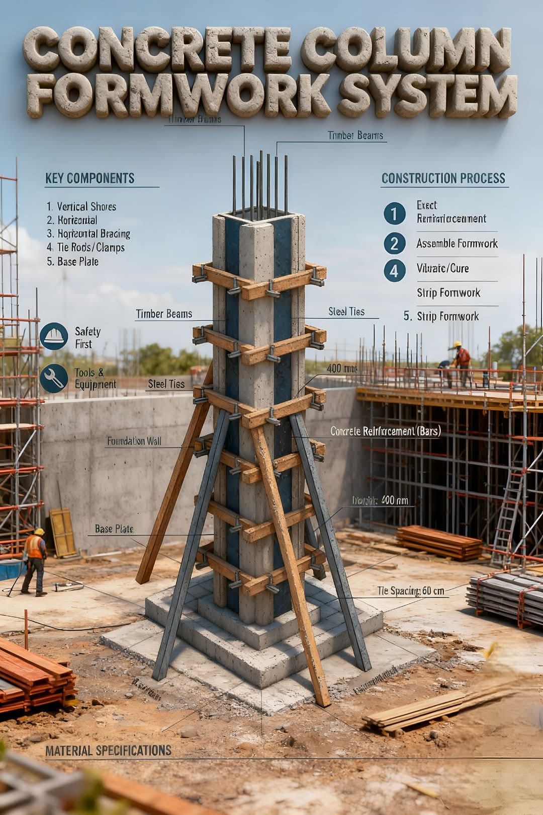 Civil - Concrete Column Formwork System 🏗️🧱 Professional visualization ...