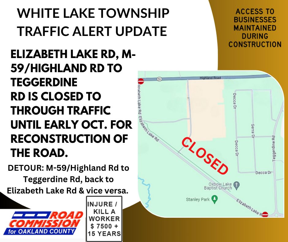 ELIZABETH LAKE ROAD,... - Road Commission for Oakland County | Facebook