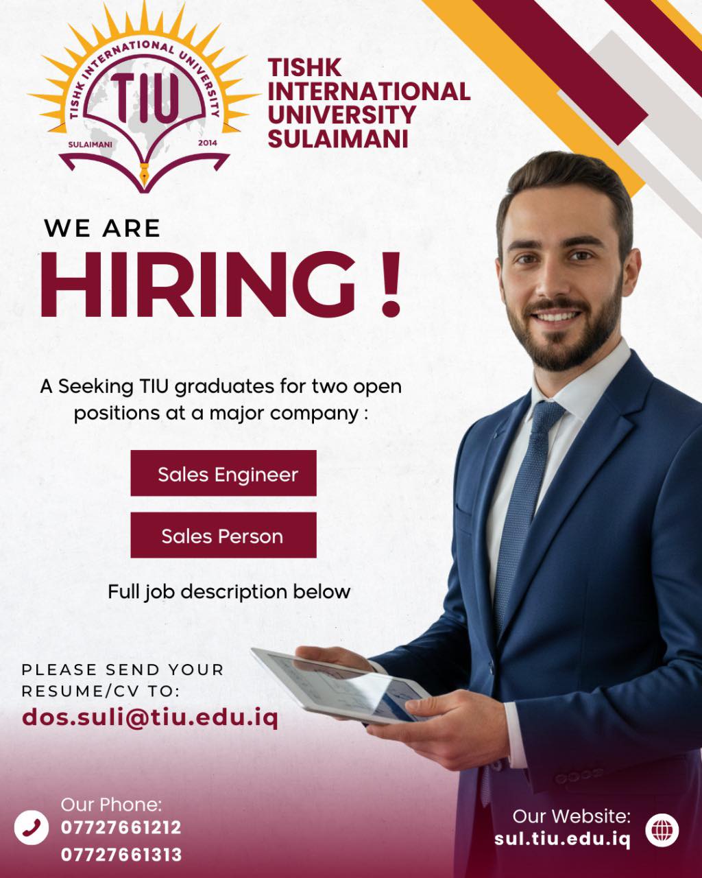 Tishk - Job Opportunities for TIU Graduates! A well-known company is ...