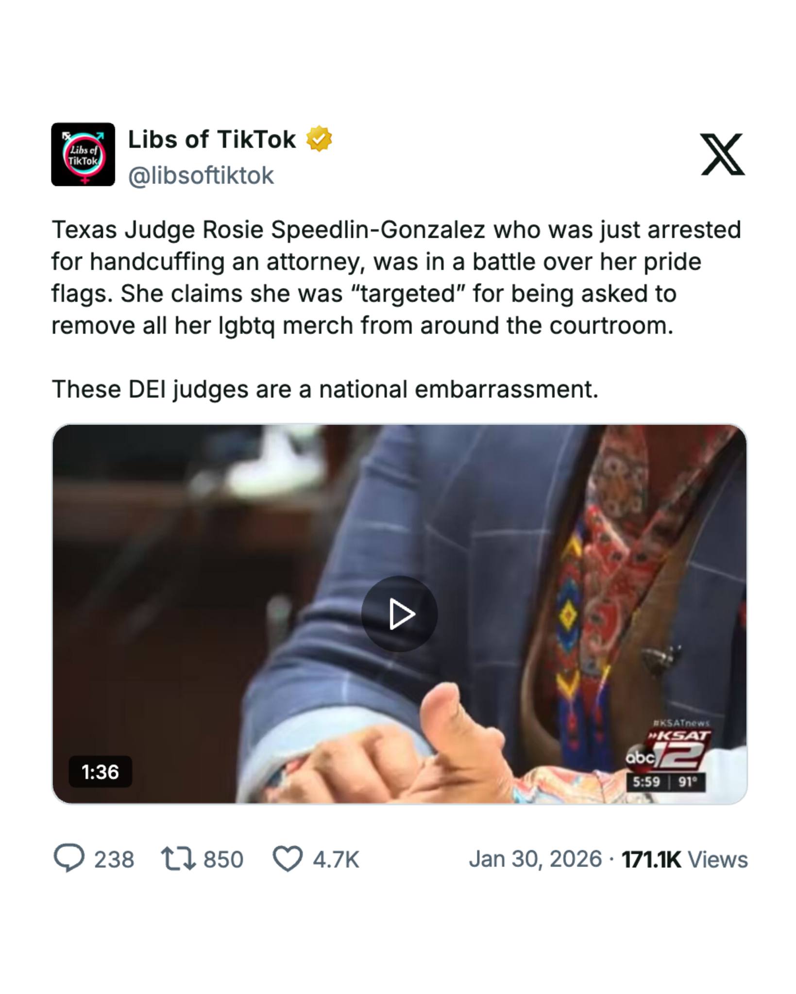 Libs of Tik Tok - BREAKING: Bexar County, TX Judge Rosie... | Facebook