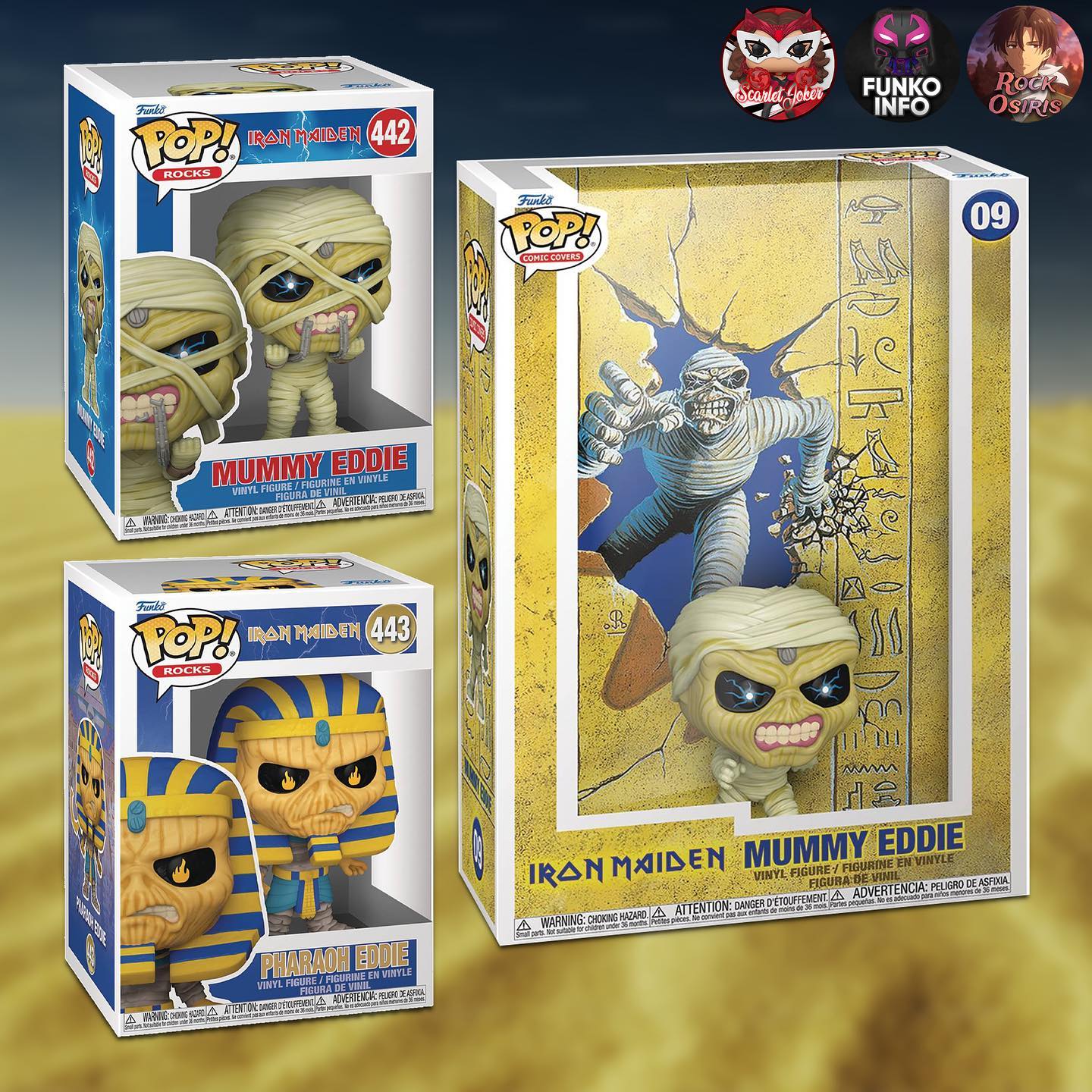 🚨PRE-ORDER: FUNKO POP! ROCKS: Iron Maiden - Eddie 4PK (Glow in