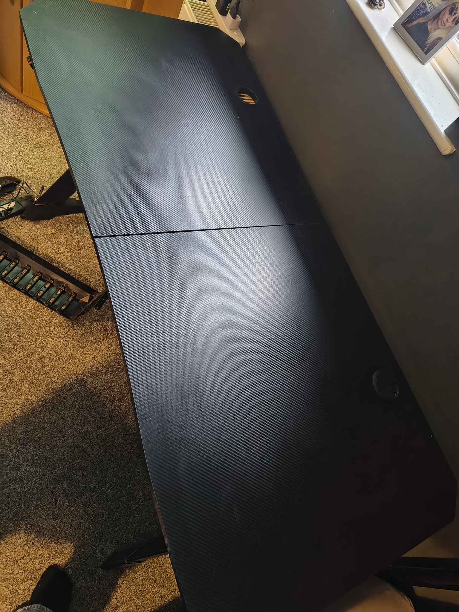 X rocker gaming desk carbon fibre effect top light up sides full desk ...