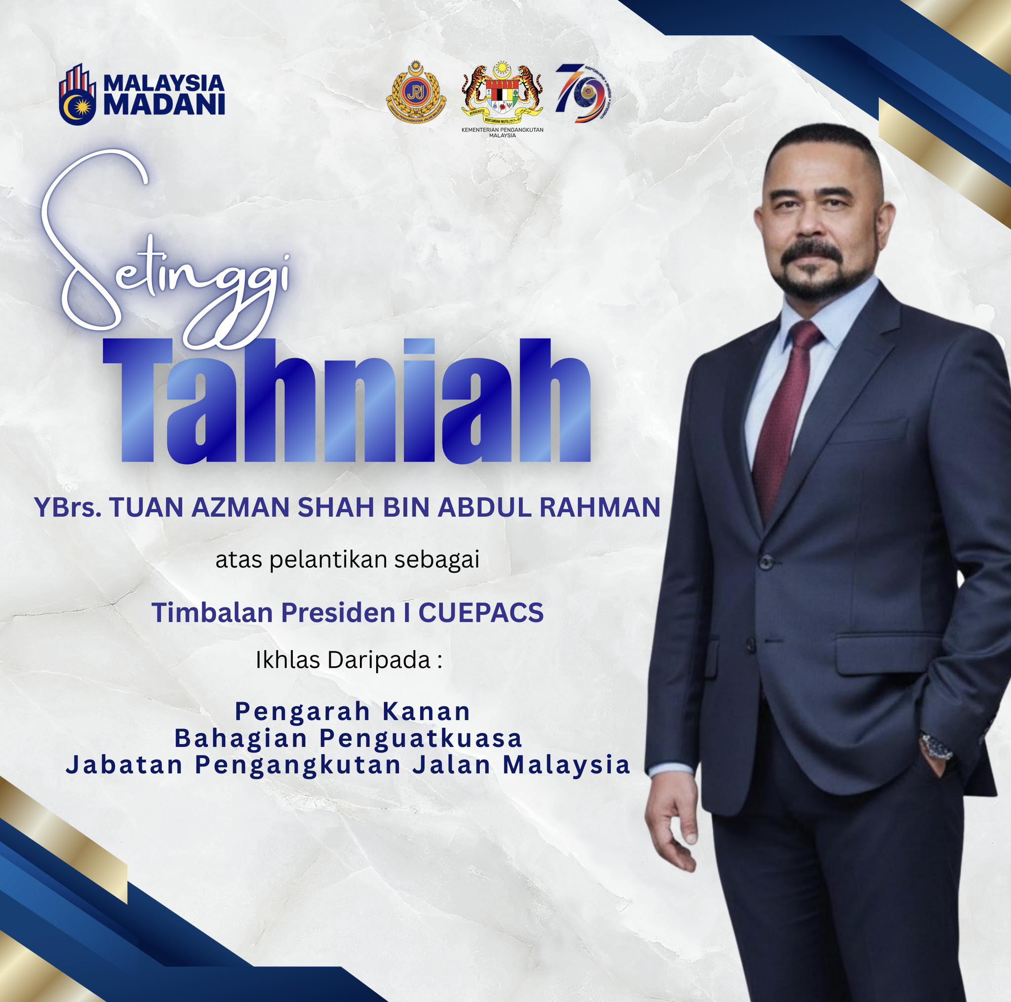 Bahagian - Setinggi Tahniah kepada YBrs. Tuan Azman Shah bin Abdul ...