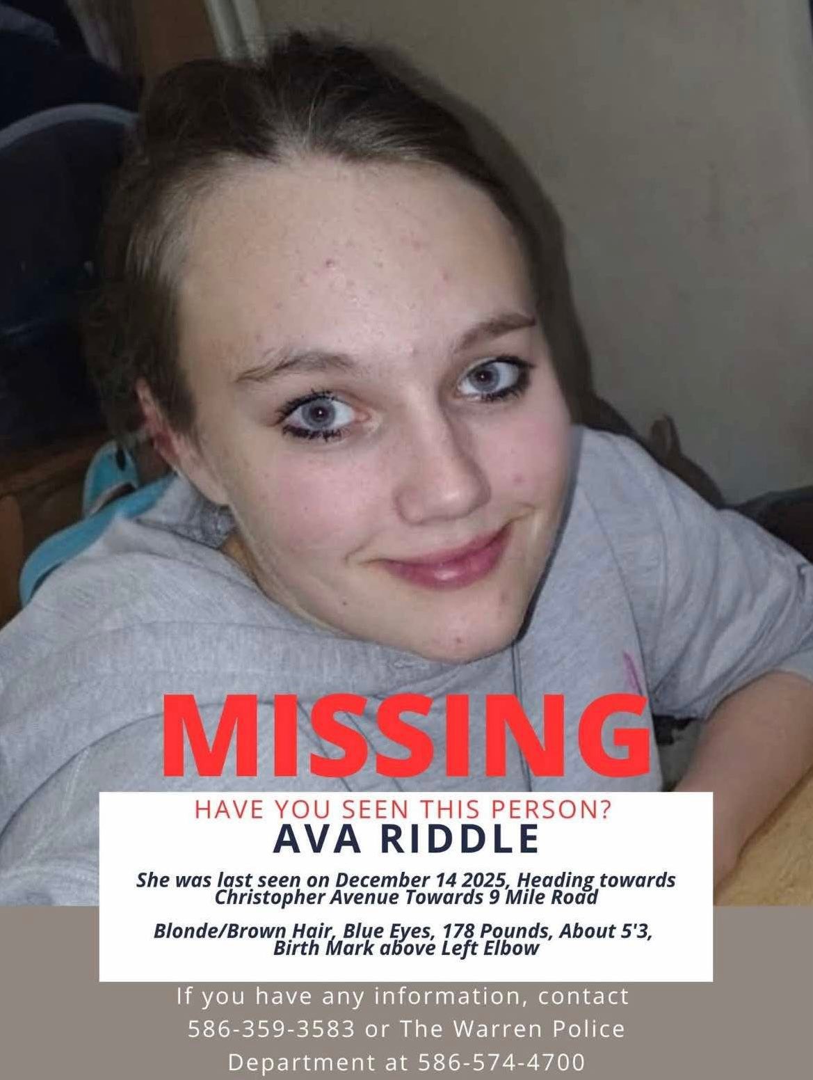 Scanner - 🚨MISSING🚨 HAVE YOU SEEN THIS PERSON? AVA RIDDLE She was seen ...