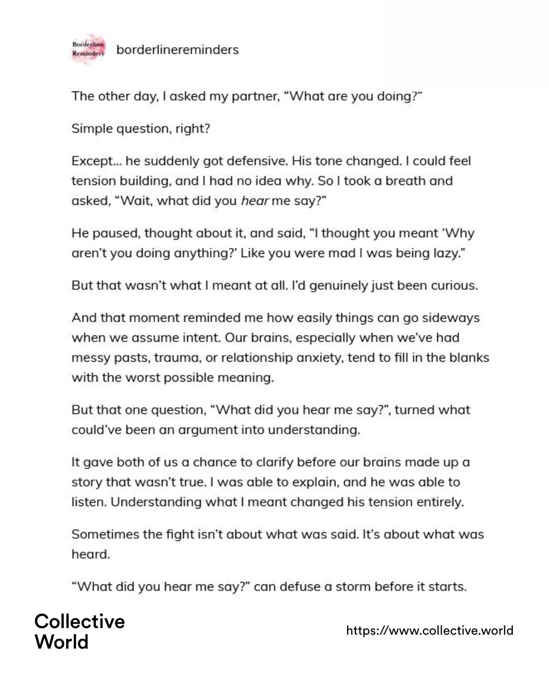Miscommunication often comes from... - Collective World | Facebook
