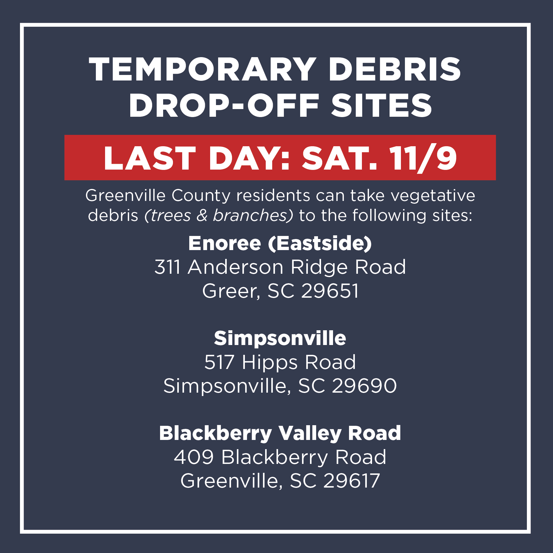 REMINDER: Today is the LAST DAY... - Greenville County, SC