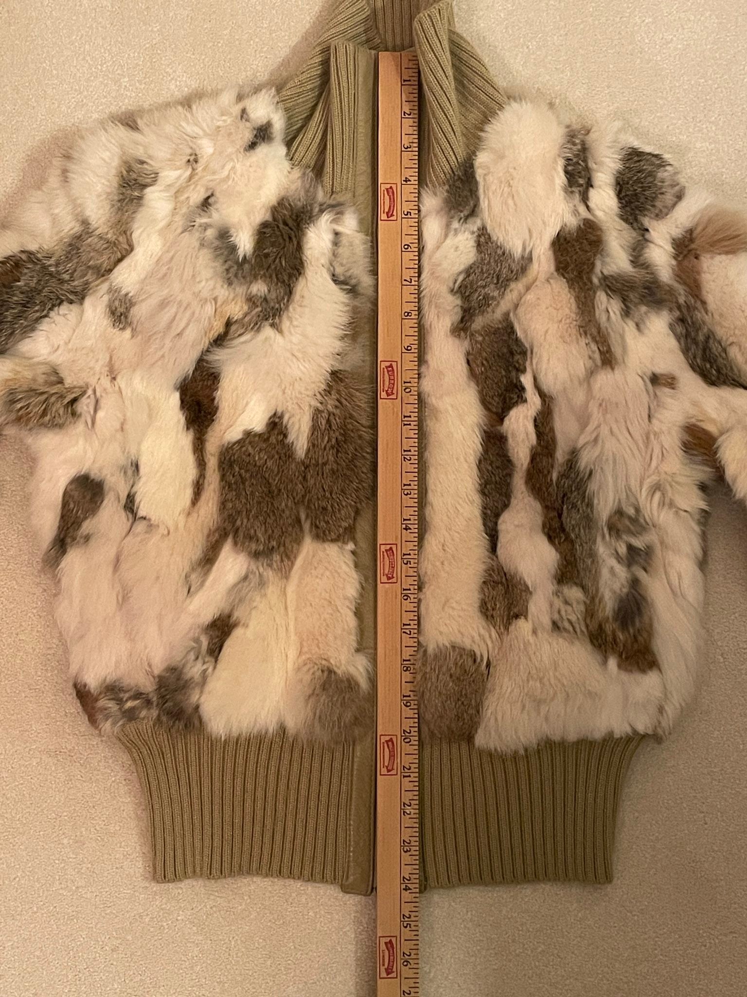 Vintage Spanish Rabbit Fur Lined Leather Jacket Black Leather 90 