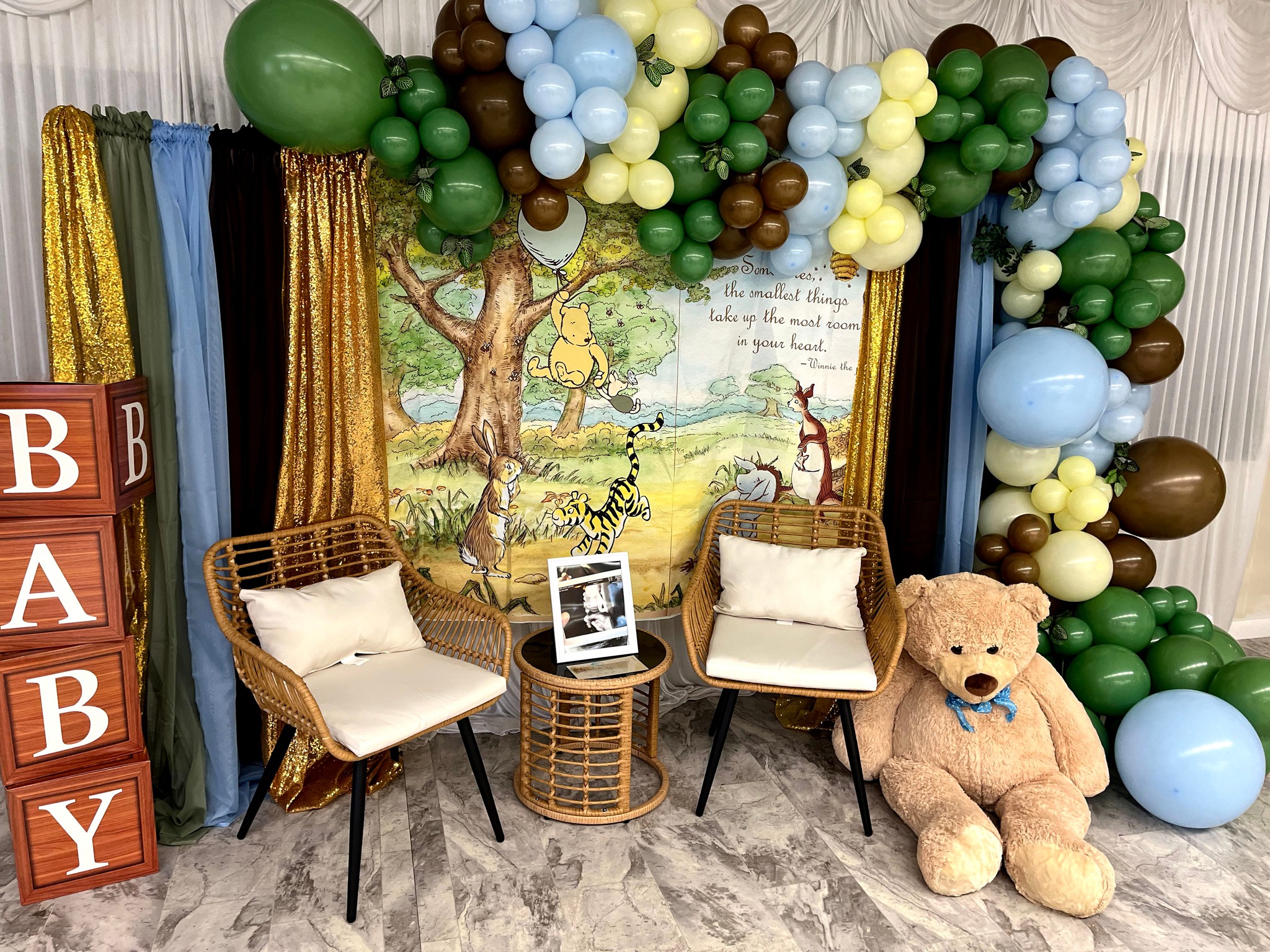 Winnie The Pooh Baby Shower Welcome Sign - 16x25 Inch, Plastic Door Decor