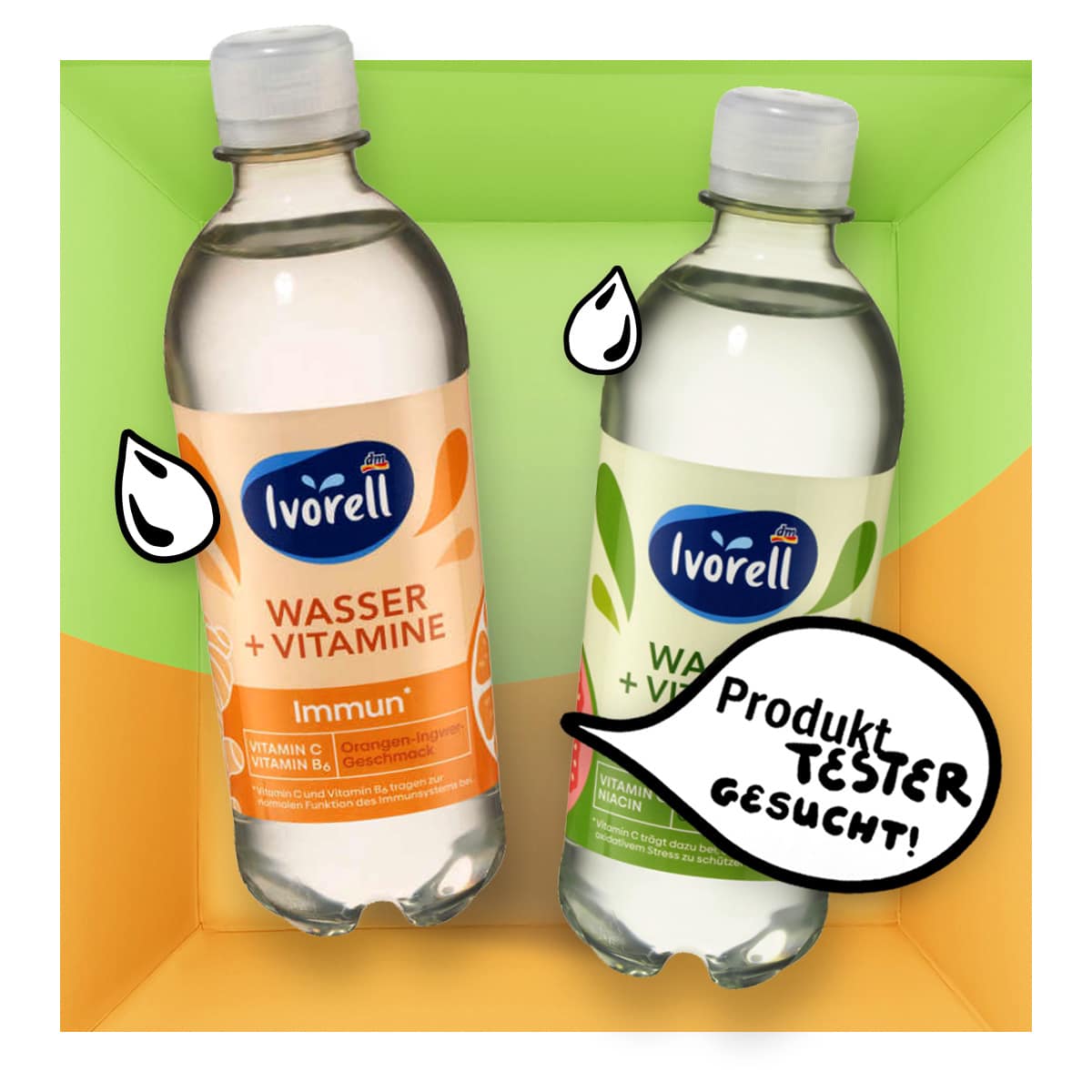 Happy Monday Ihr Lieben 😊 Diese Woche im Produkttest: Wasser + Vitamine von Ivorell in den zwei Sorten Antioxidant mit Limetten-Guaven-Geschmack und Immun mit Orangen-Ingwer-Geschmack 💧 Mit Vitamin C