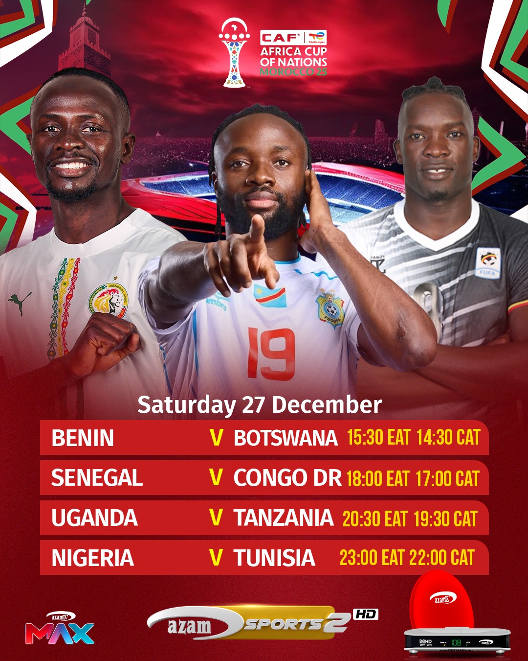 Azam - #TotalEnergiesAFCON2025 Weekend Fixtures Live #AzamTV 🇿🇼 also ...