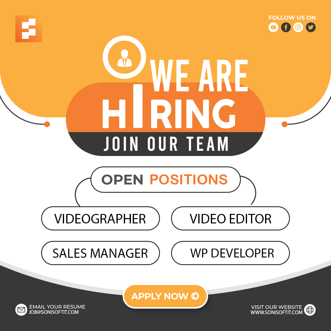 🚀 WE ARE HIRING – JOIN OUR GROWING TEAM At SoniSoft Pvt. Ltd., we are ...