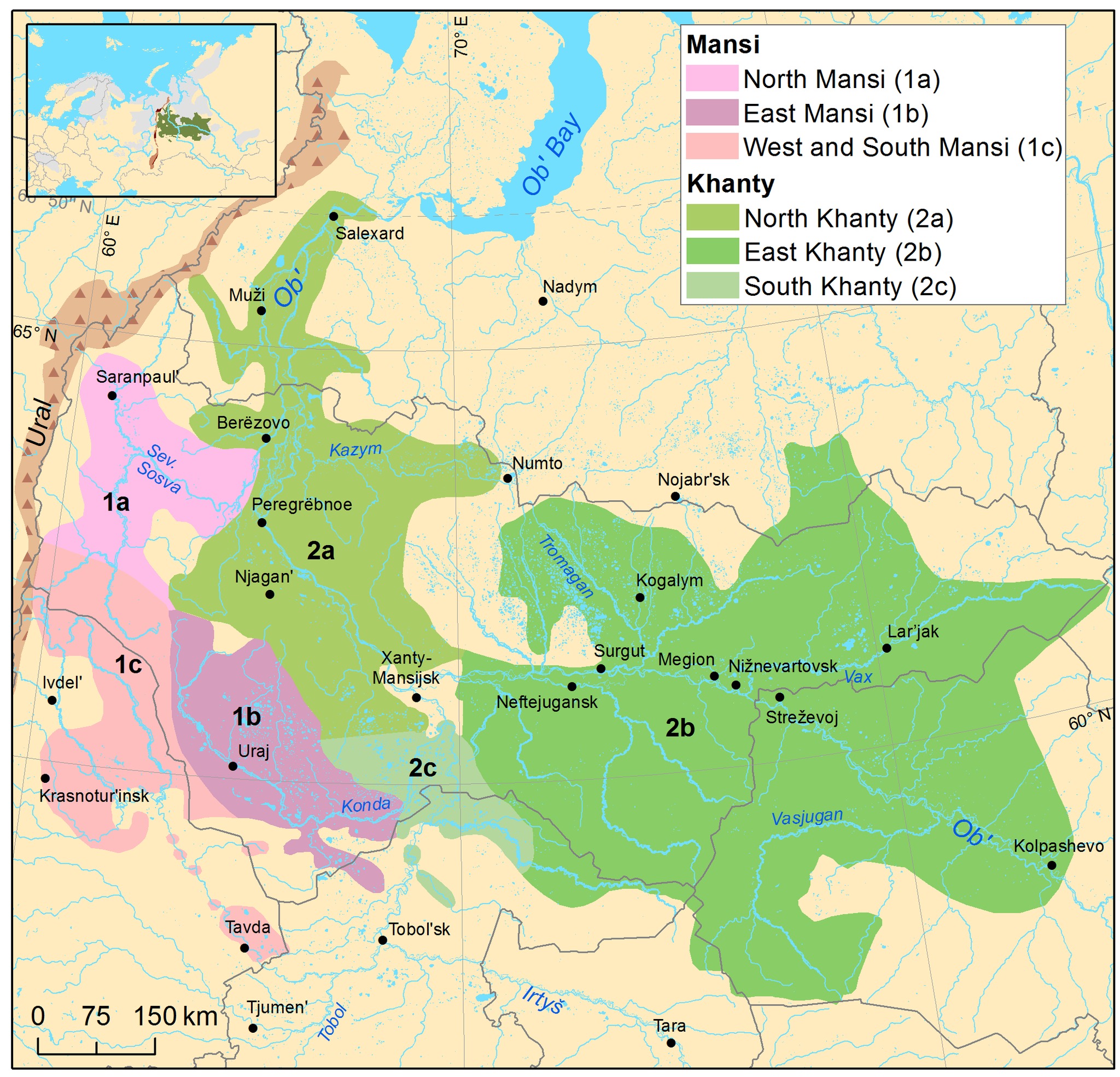 Historical maps | Distribution areas of two Uralic/Ugric languages ...