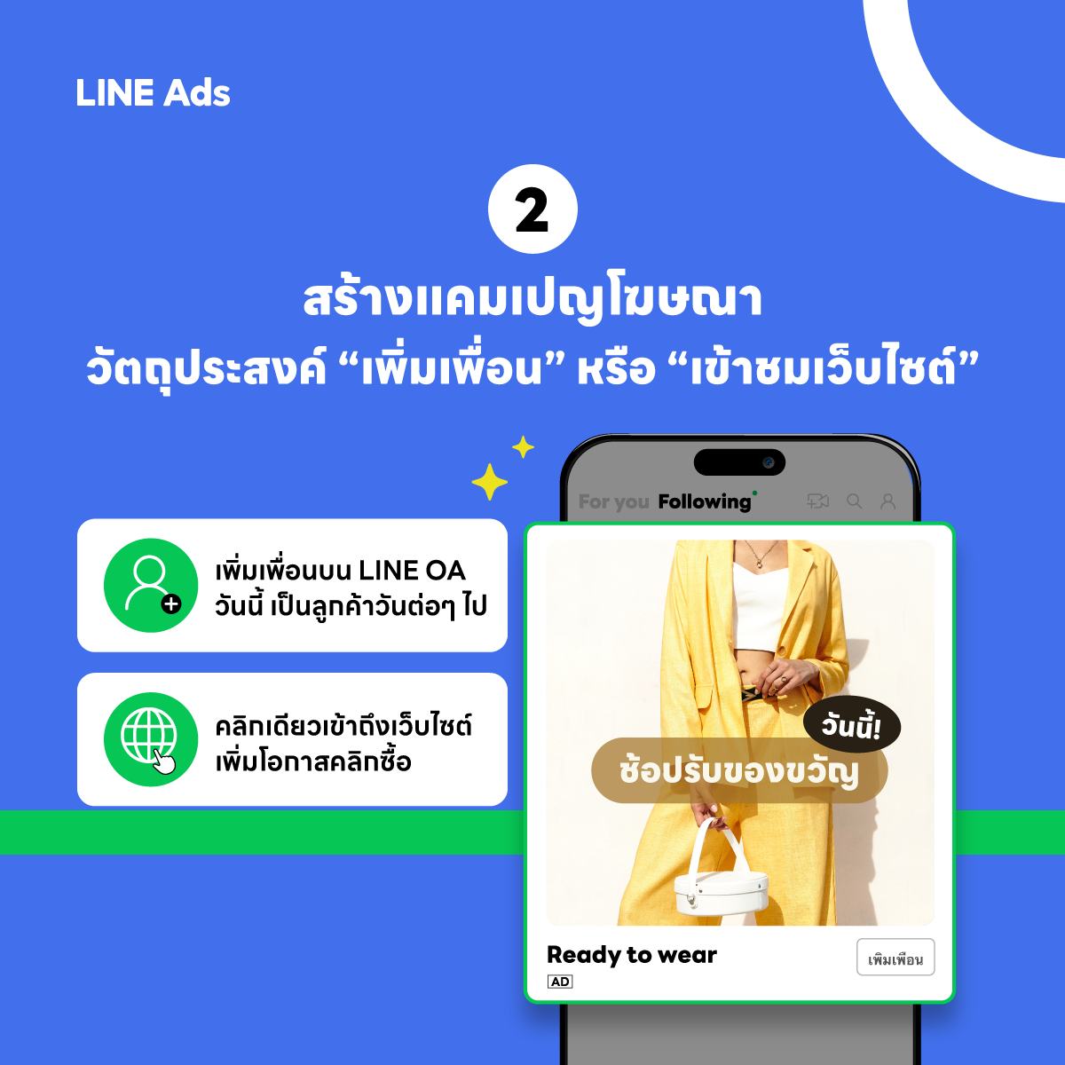 LINE - ขั้นตอนที่ 2 สร้างแคมเปญโฆษณา ให้คุณสร้างแคมเปญโฆษณา โดยเลือก ...