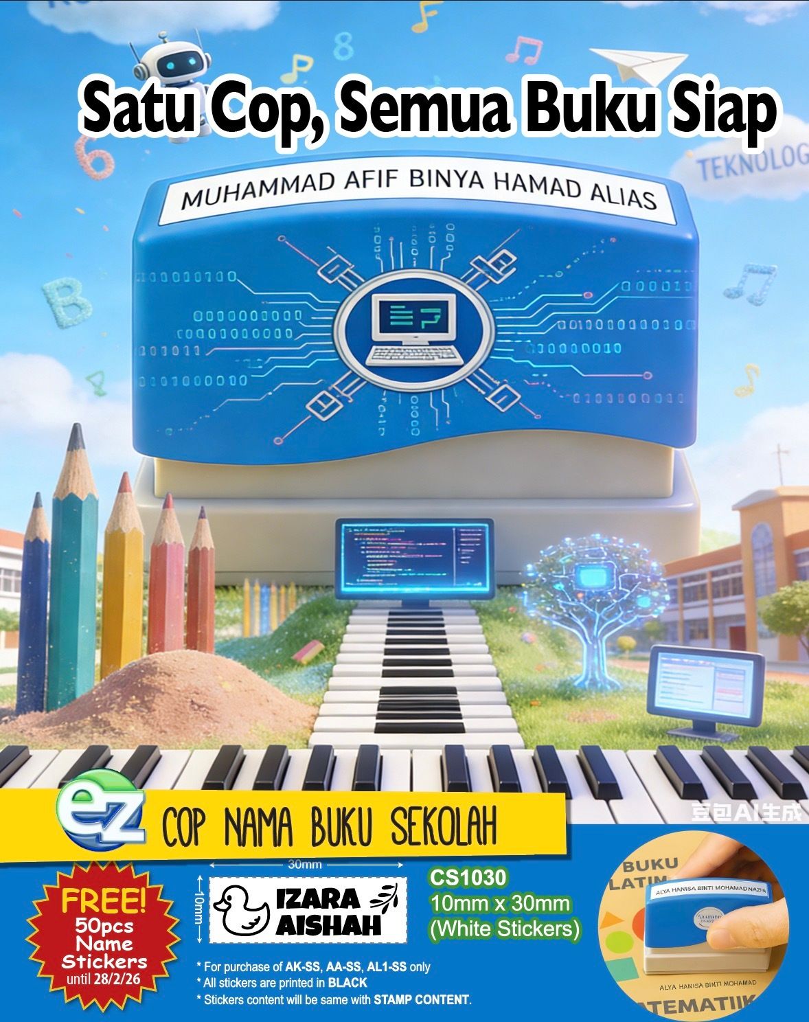 EZ - ️ PROMOTION BACK TO SCHOOL 2026 ️ 📖 Cop Nama untuk Buku Latihan ️ ...