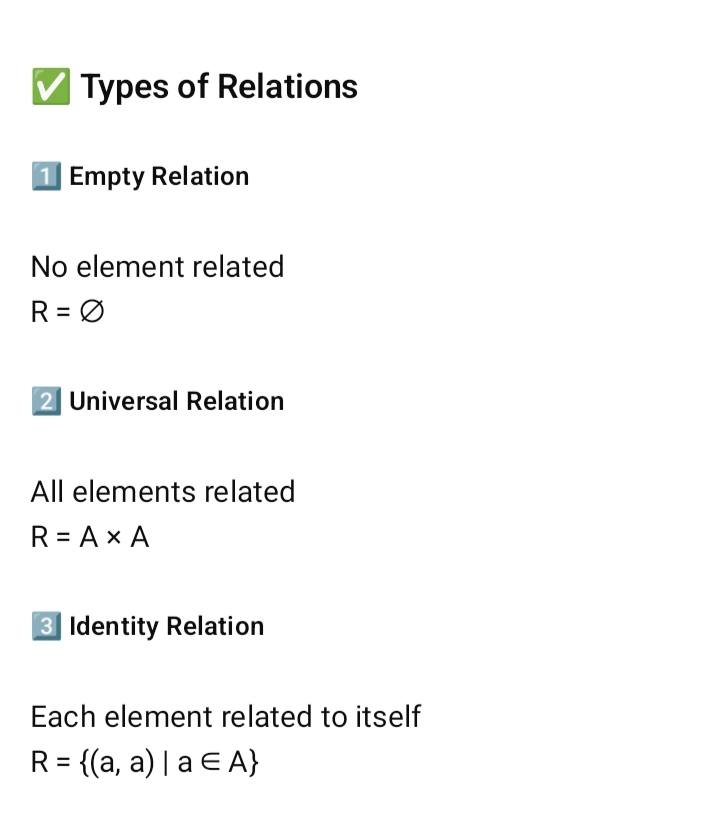 Mathematics Hub - Types of relations Std 11 chap 2... | Facebook