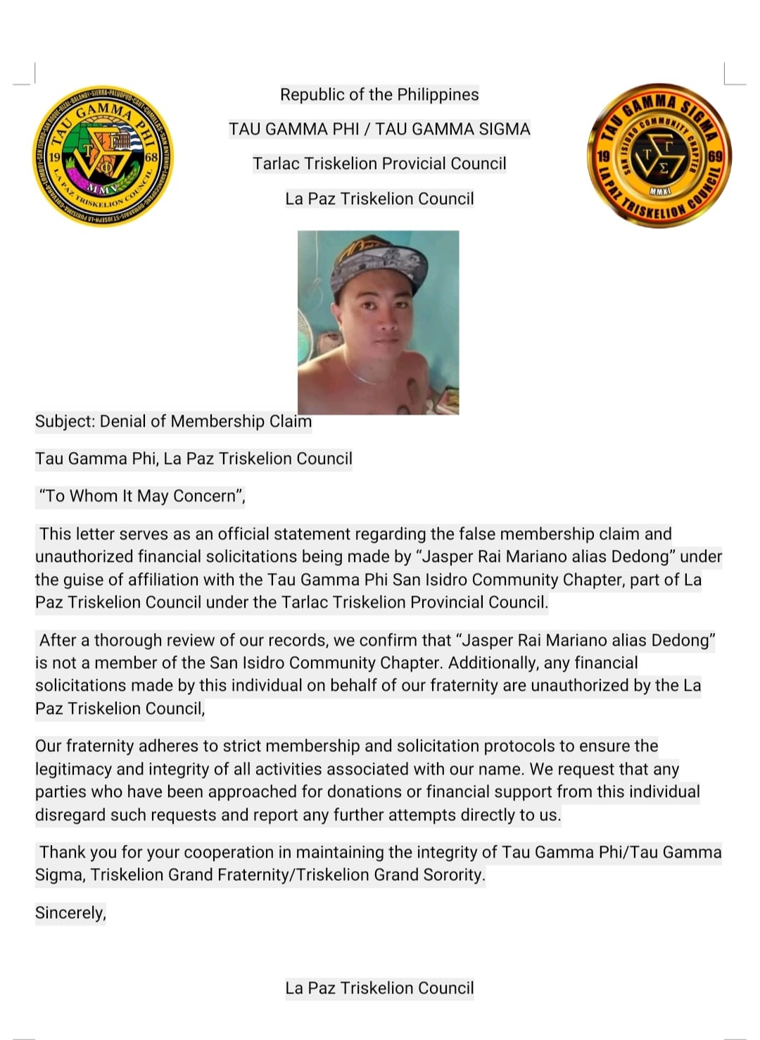 La Paz Lady Triskelion | Tarlac