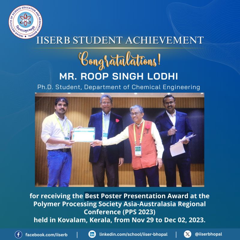 IISER Bhopal - Congratulations, Mr. Roop Singh Lodhi,... | Facebook