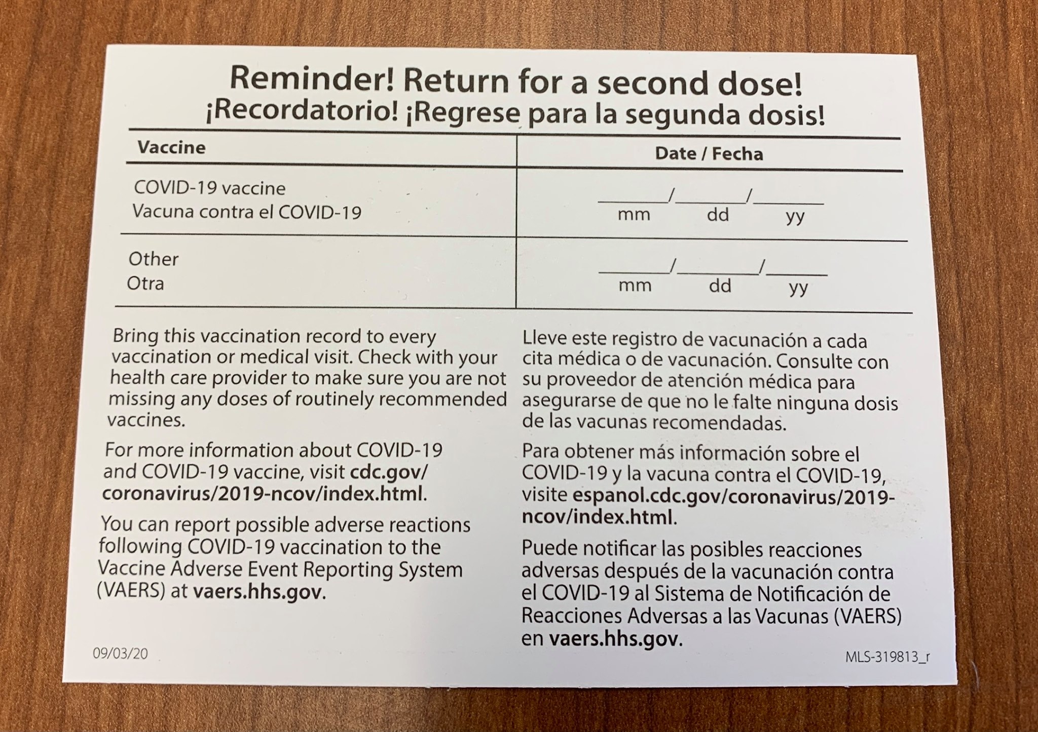 2 Pack CDC COVID-19 Vaccination Record Cards - Blank - Made In USA - Free Shipping With Tracking