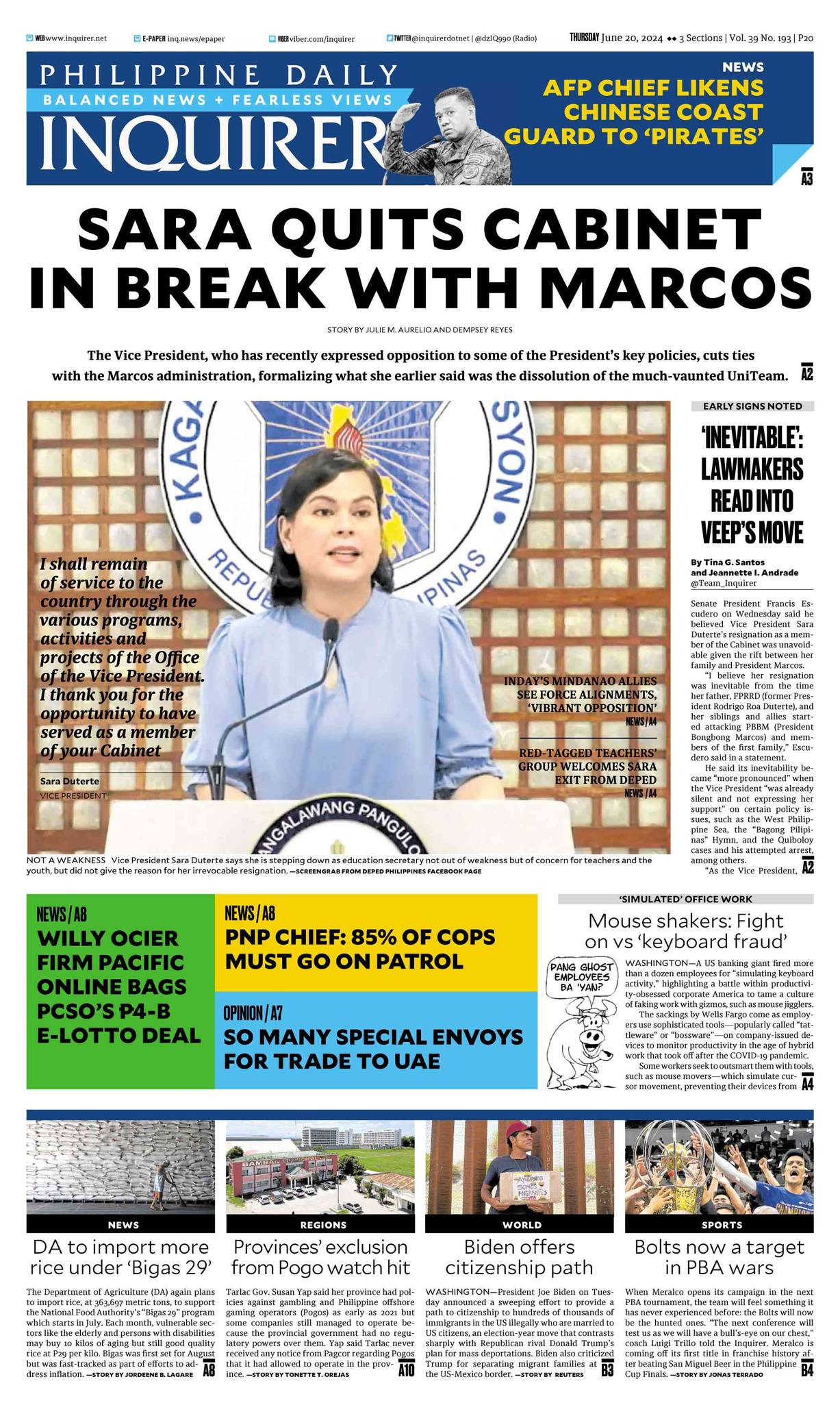 INQUIRER.net - Today's Inquirer front page (June 20,... | Facebook