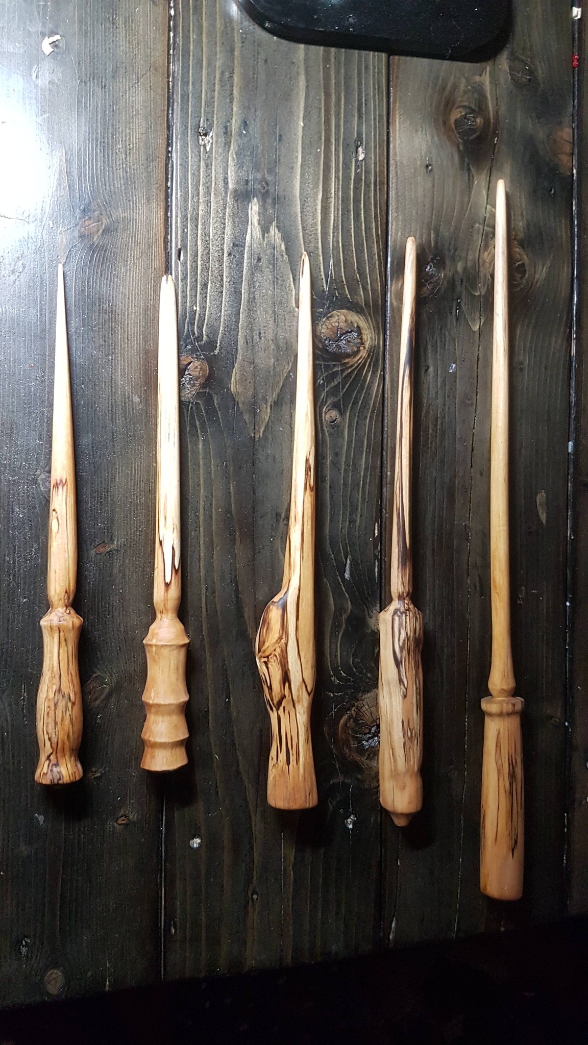 15" Hand Turned Emerald Orb Teak Wood Magic Wand – Witch Wizard Gift With Velvet Bag – USA Made