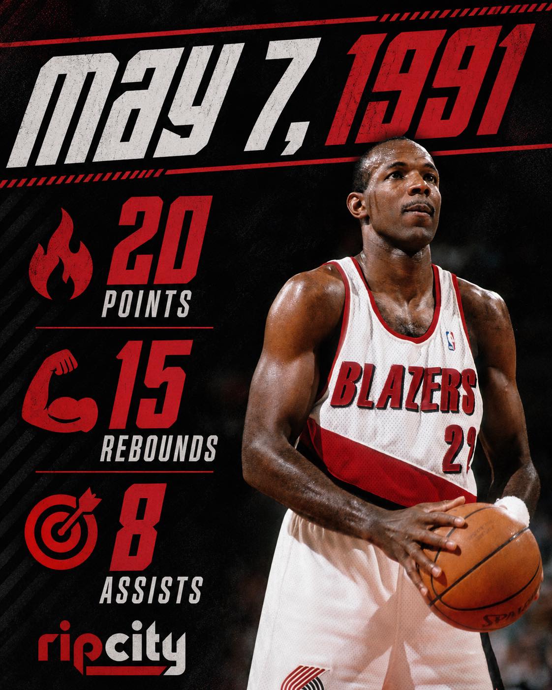 Clyde Drexler's number 22 jersey retired by Portland Trail Blazers