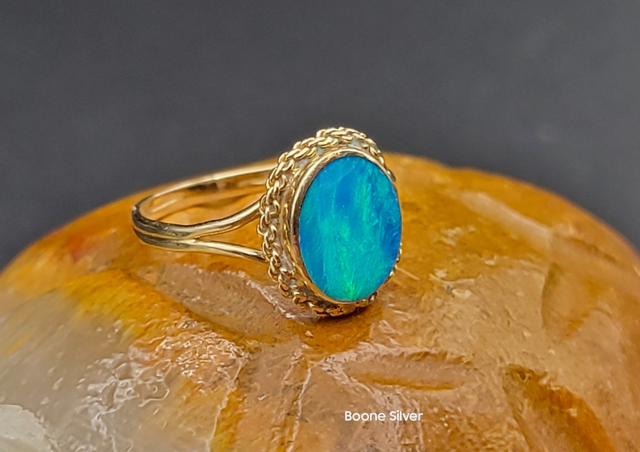 14K gold Boulder Opal doublet ring.... - Boone Silversmith