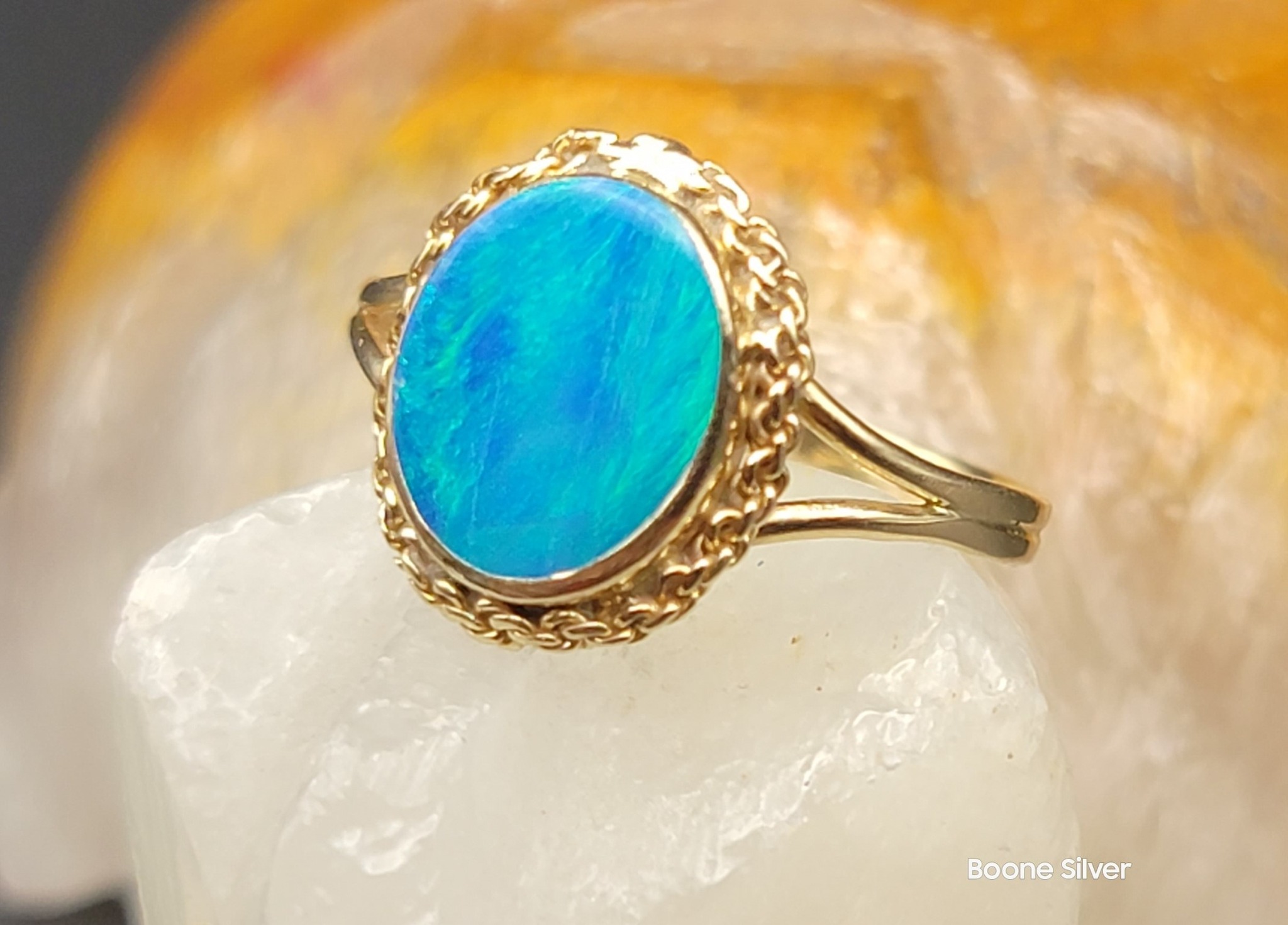 14K gold Boulder Opal doublet ring.... - Boone Silversmith