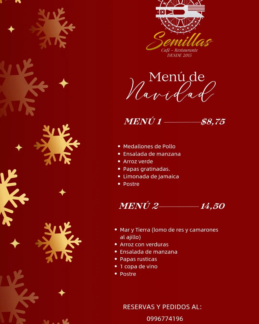 Semillas - Menú de Navidad 🎄 🍽️🍷🍮 Restaurante Semillas Pío...