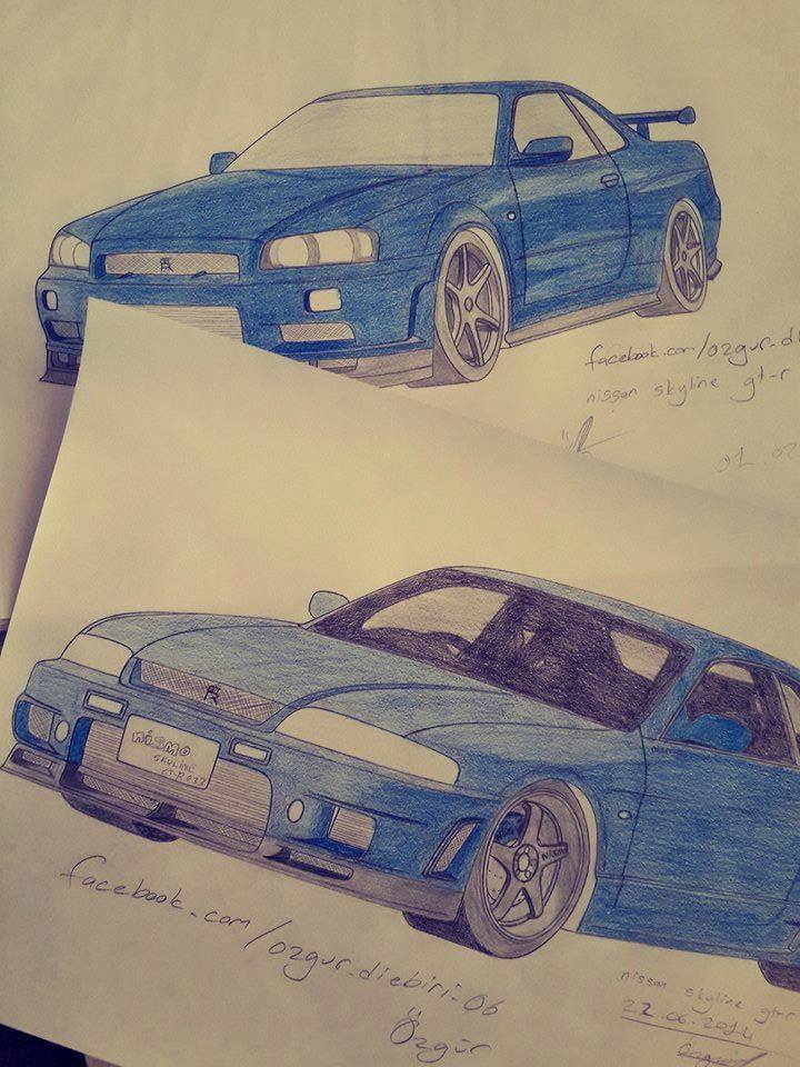 Supra vs Skyline - nissan skyline GT-R R34 - R33 nice drawing drawn by ...
