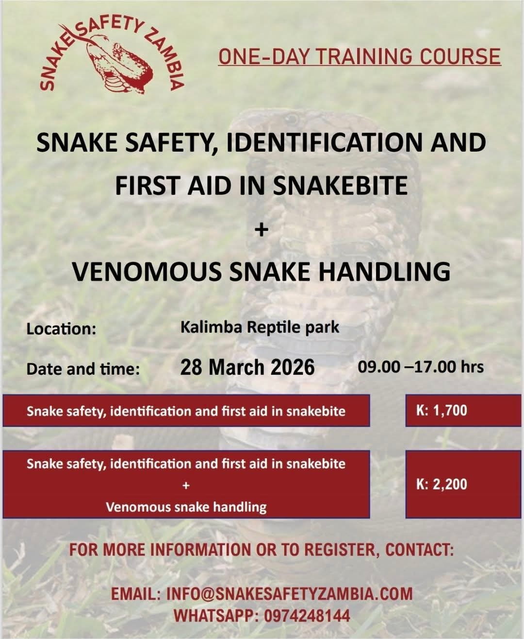 Snake - Here’s your chance! The next Snake Safety & Snake Handling ...