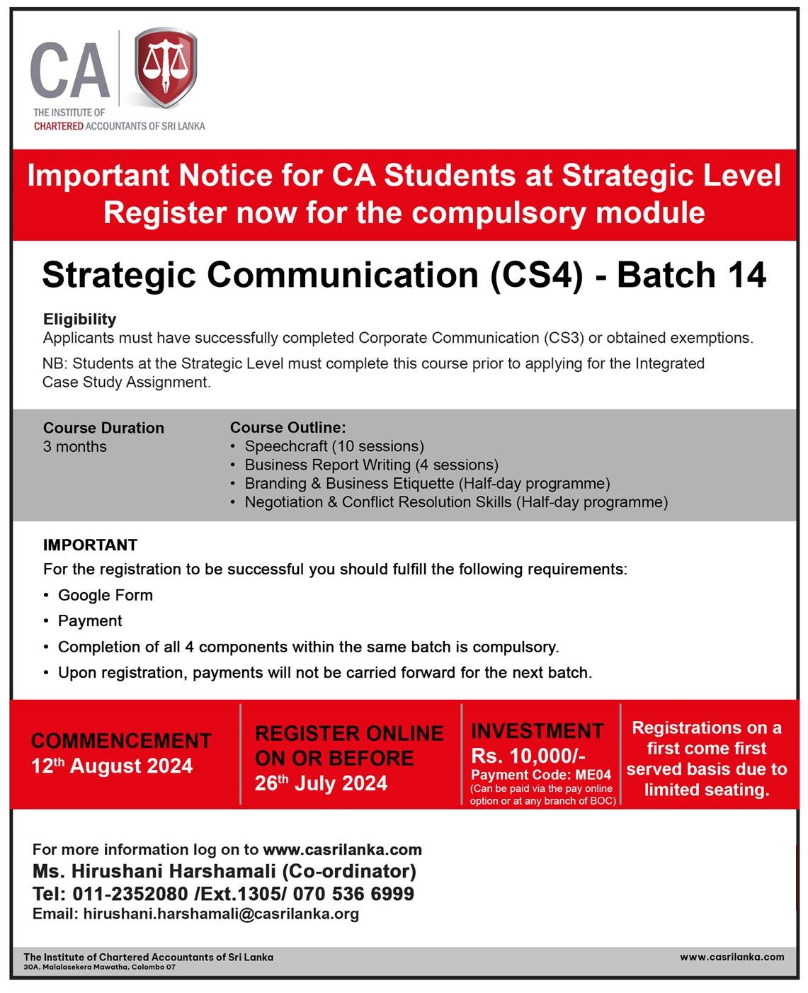 Institute - Important Notice for CA Students at the Strategic Level Don ...