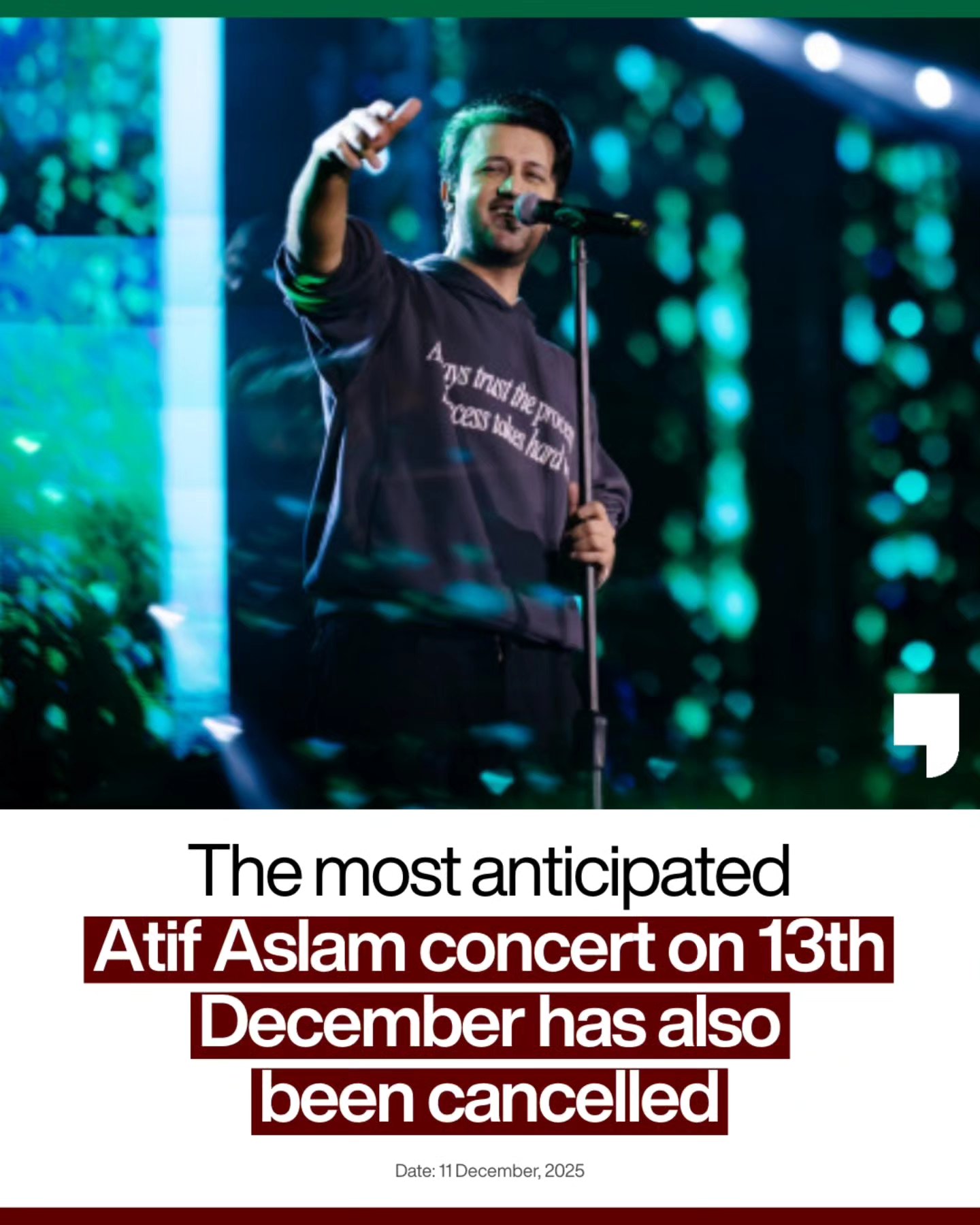 The Quoted - Atif Aslam’s highly anticipated concert, scheduled for 13 ...