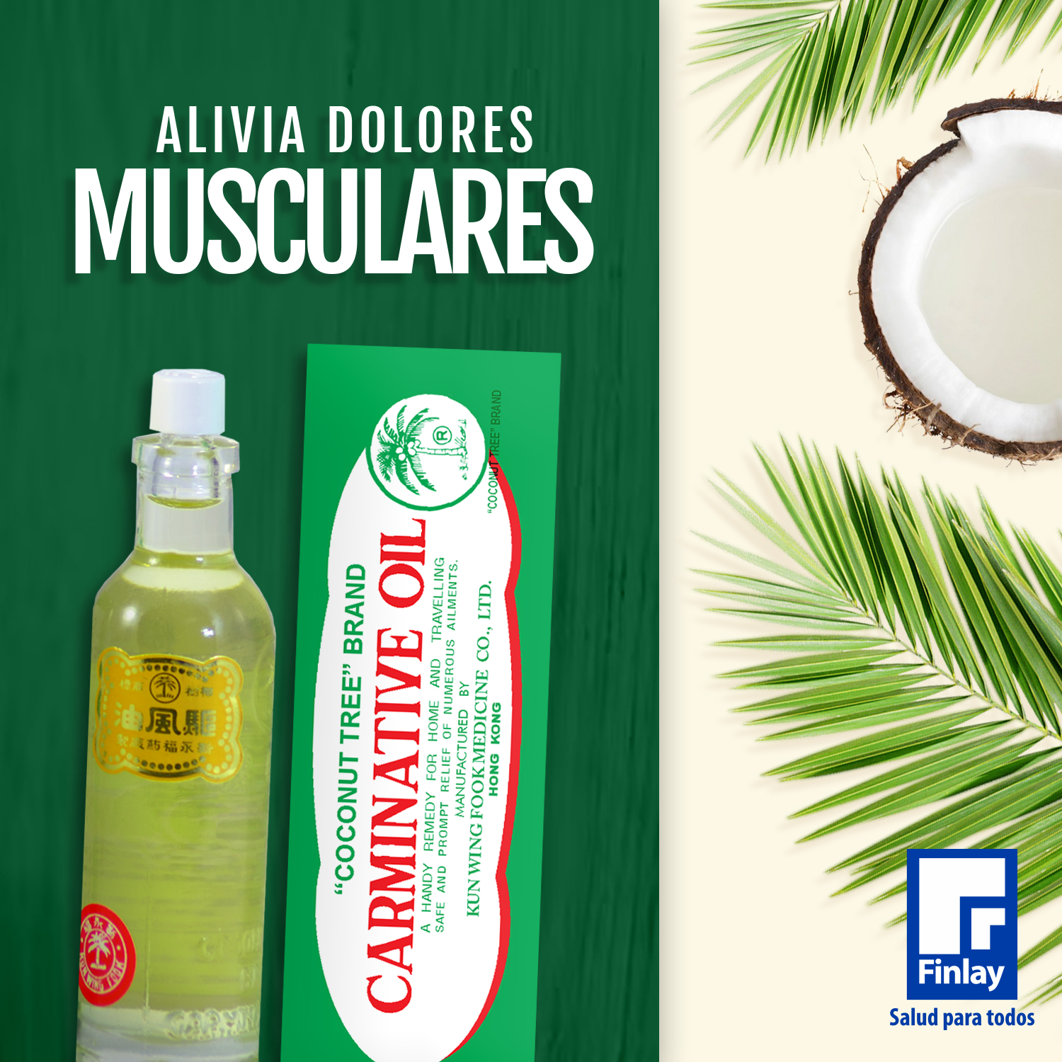 aceite de.coco cla.y l.carnitina Desde #China🇨🇳 a Honduras🇭🇳 #AceiteCarminativo Arbol de Coco🥥🌴 Contra dolores musculares, contracturas y picaduras. #Finlay #SaludParaTodos Koenzim