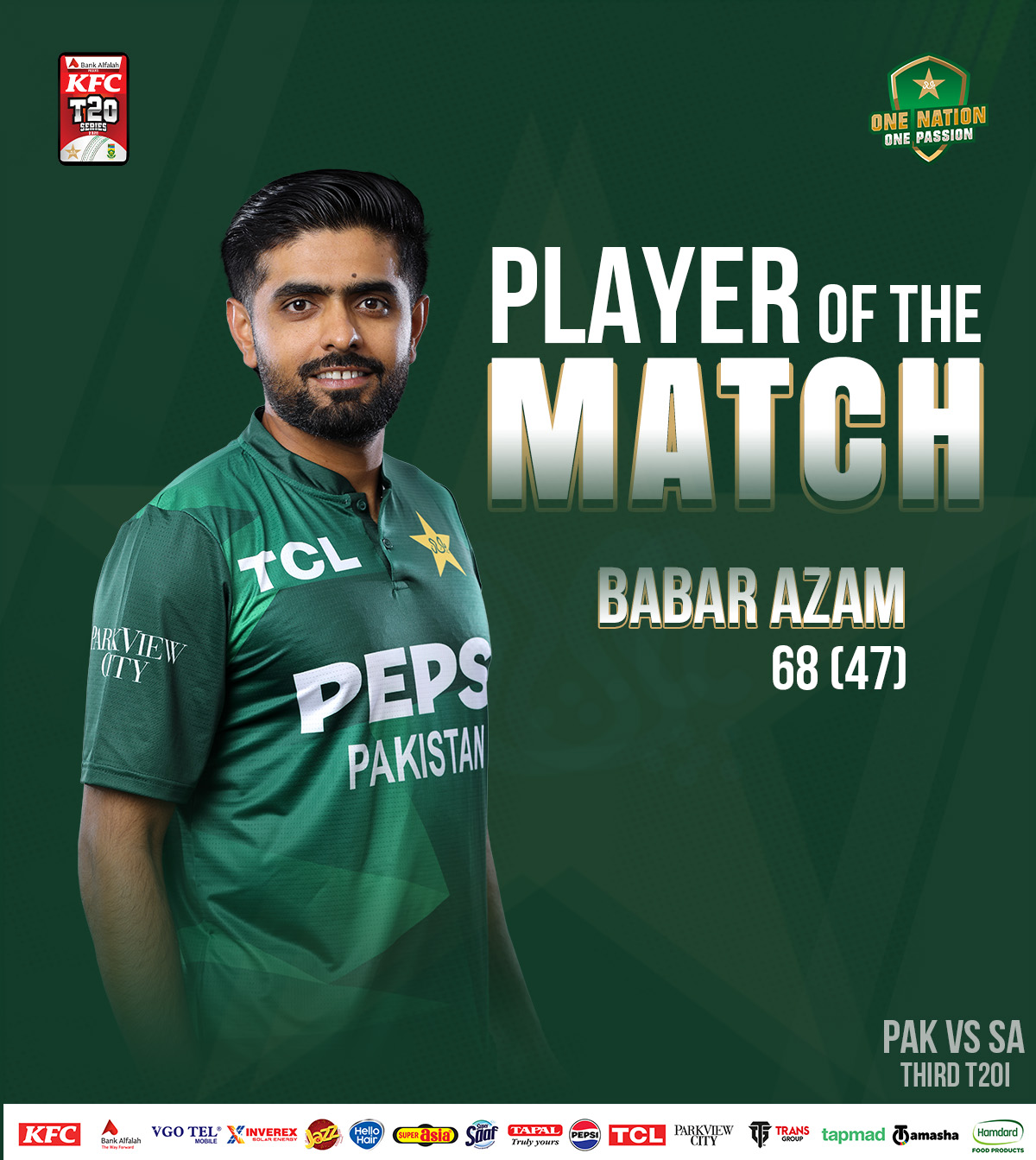 Pakistan - 🌟 Player of the Match 👑 Babar Azam for his classy 68 runs 🇵🇰 ...