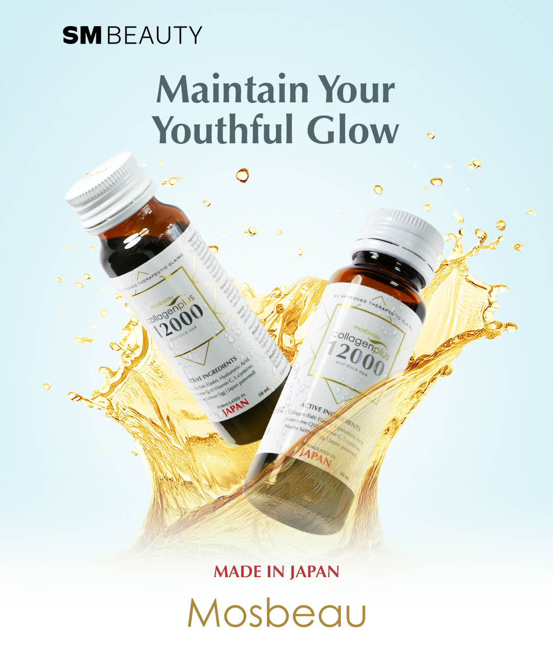 Mosbeau Collagen Plus 12000 has been awarded as the Best Anti-aging Supplement Brand of the Year for 7 consecutive years. 100% MADE IN JAPAN # Mosbeau #SMBeauty Shop Mosbeau at SM Beauty!