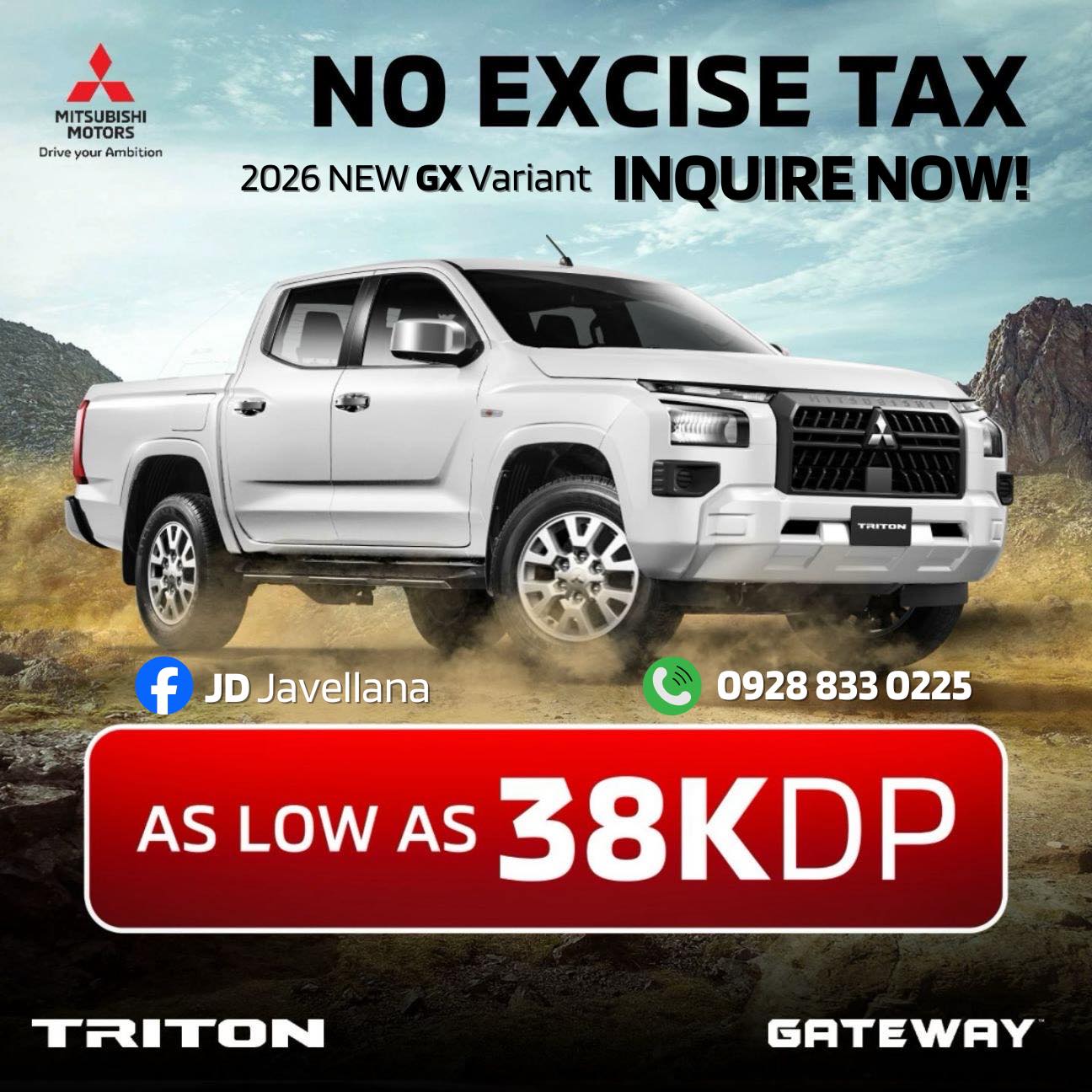 Mitsubishi - 🔥 NO EXCISE TAX! 🔥 🚘 BRAND NEW 2026 MITSUBISHI TRITON GX ...