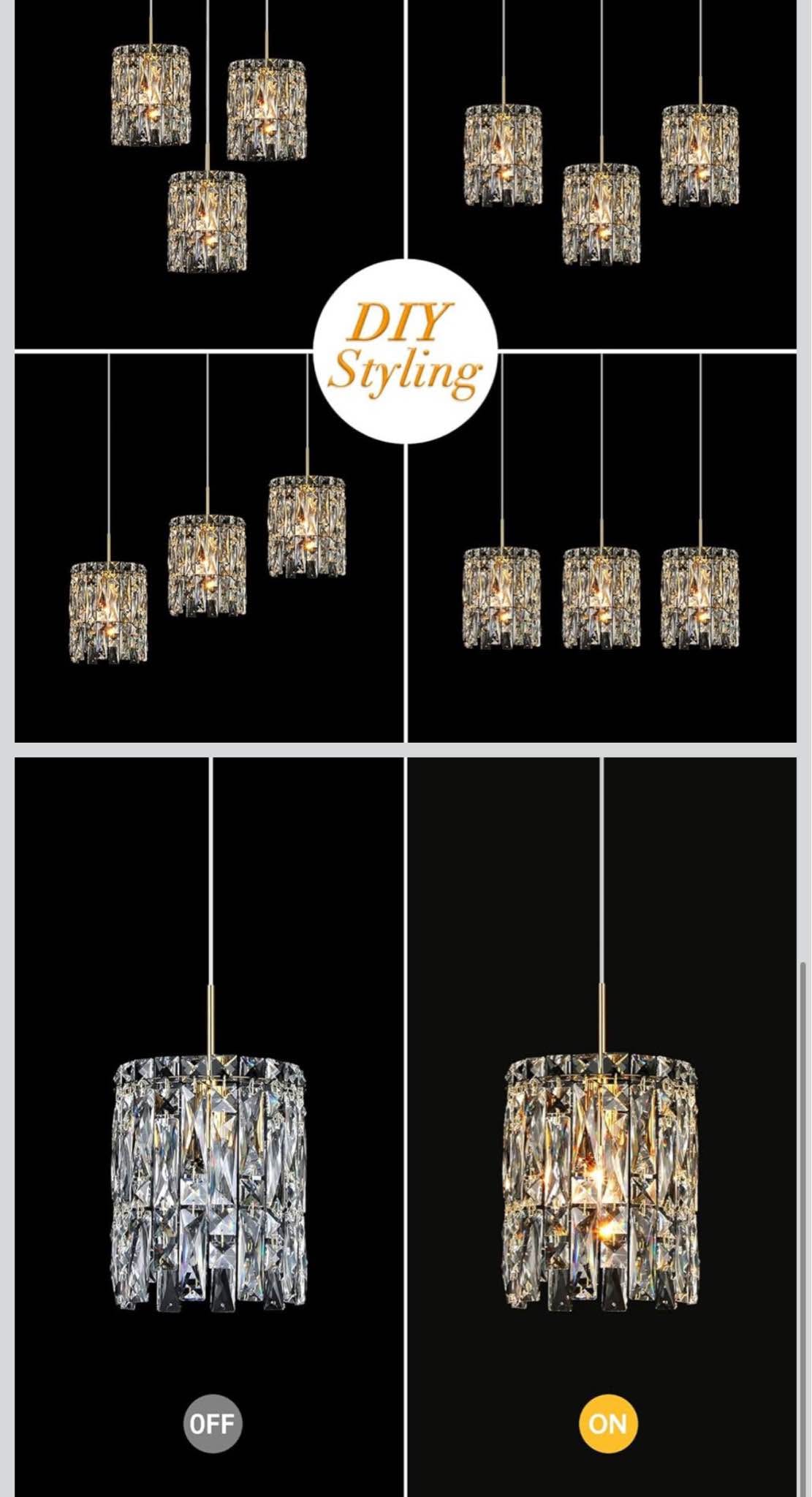 Modern K9 Crystal Pendant Lights Kitchen Island Set of 3,Gold ...