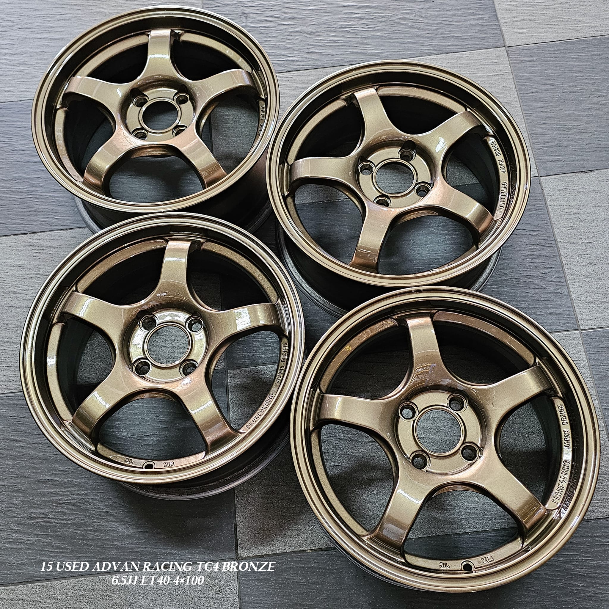 15 USED ADVAN RACING TC4 BRONZE 6.5JJ ET40 4×100
