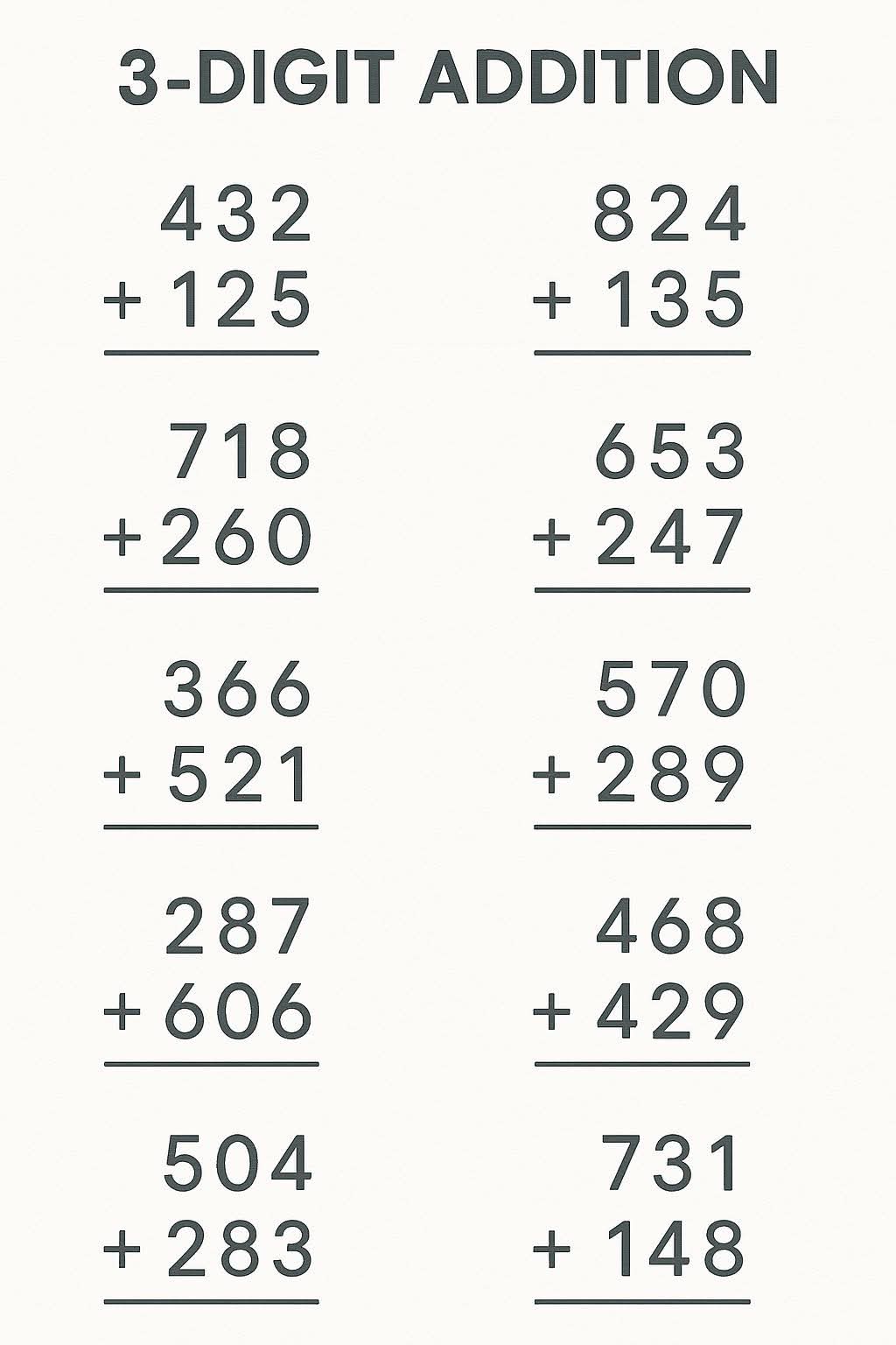 Teacher - 3-Digit Addition Worksheet 😊 ALL PDF IMs and other PDF ...