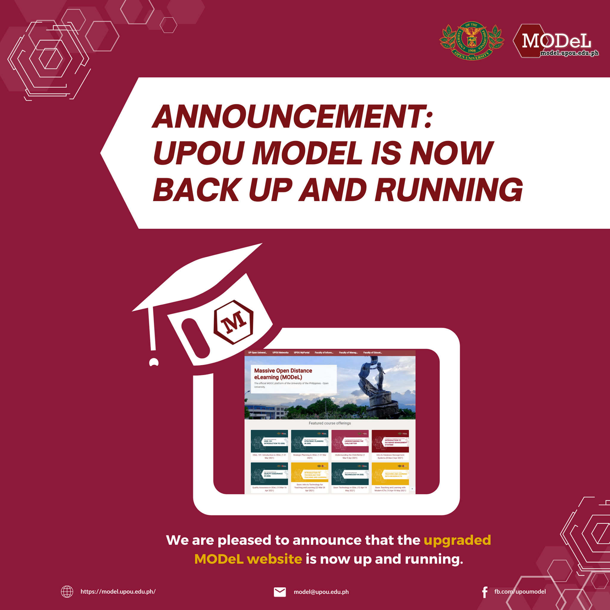 ANNOUNCEMENT: UPOU... - UPOU Massive Open Distance e-Learning | Facebook